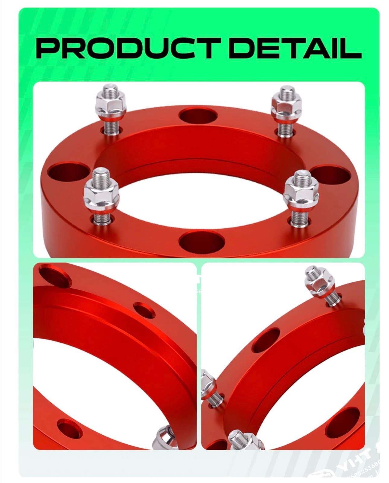 4x156mm Wheel Spacers 1.5 Inch Fits Polaris RZR, Magnum, Predator, Ranger, Sportsman, Xplorer, Yamaha Banshee, Blaster, Moto Raptor Models, Tire Spacers w/3/8 x24 131mm Center Bore 4 Lug Red - Thumbnail 8