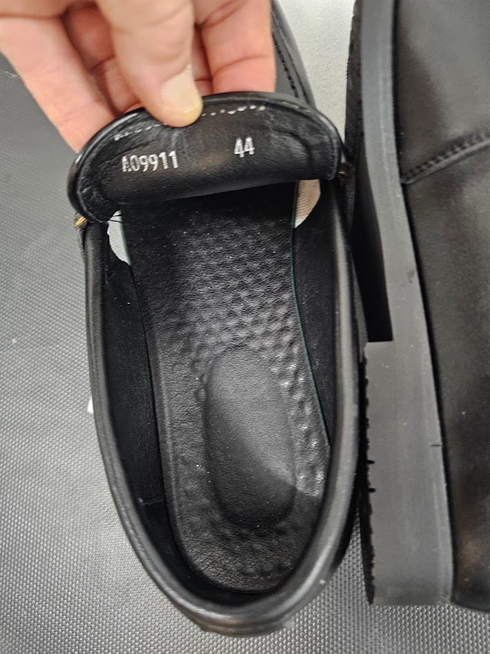Black Leather Loafers with Gold Buckle Detail - Thumbnail 2