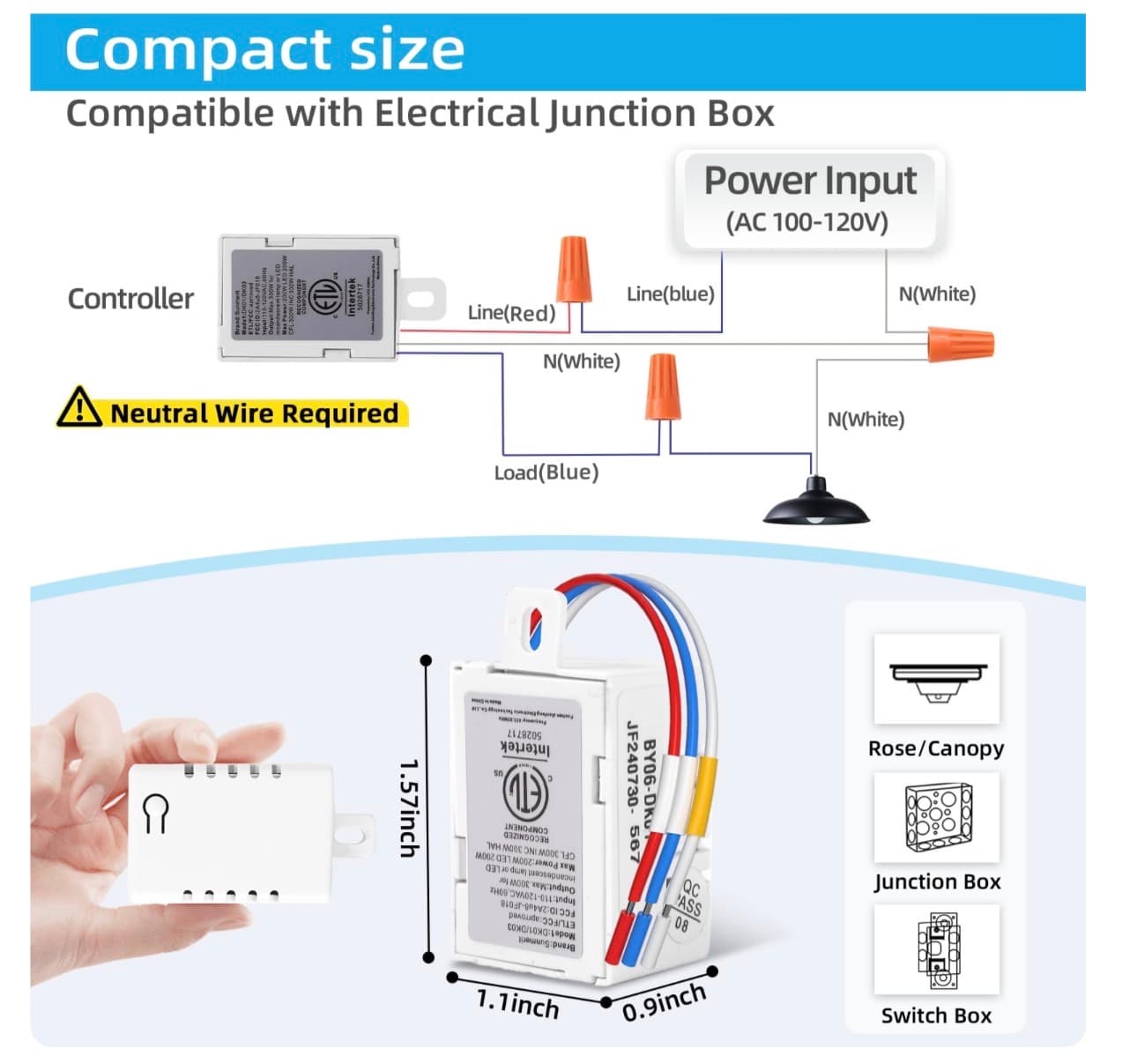 Wireless Dimmer Switch, 2 Remote Light and 1 Receiver kit, Work with Alexa Voice Control, Smart Wall Switch Lighting Fixture for Dimmable LED/CFL INC/HAL Bulb of Ceiling Pendant Lamps, ETL Listed - Thumbnail 7