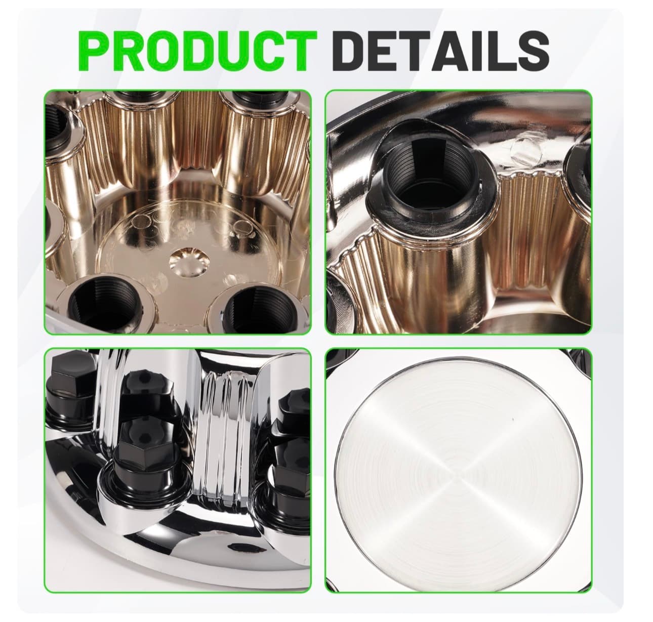 Discounted LEAPTREND 8 Lugs Chrome Wheel Center Caps (New Glossy Silver Design) 4pcs Fit for 1998-2013 Chevy/Chevrolet Silverado Avalanche Suburban&GMC Sierra Yukon 1500 2500 3500 Rim Hub Cover, Replace 15039489 - Thumbnail 5