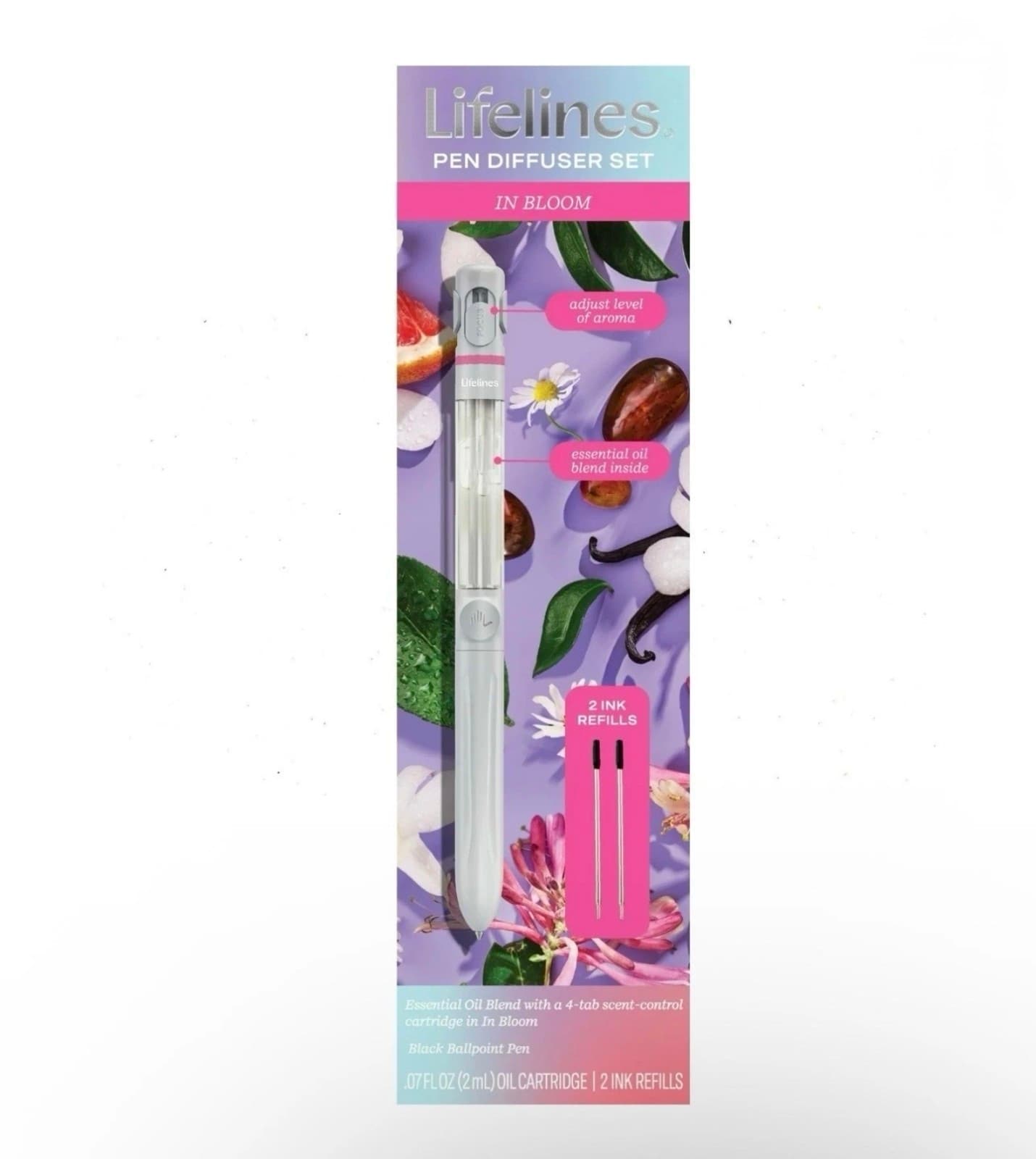 Lifelines Pen Diffuser Set with Essential Oil Blend - In Bloom Scent- 1mm Black