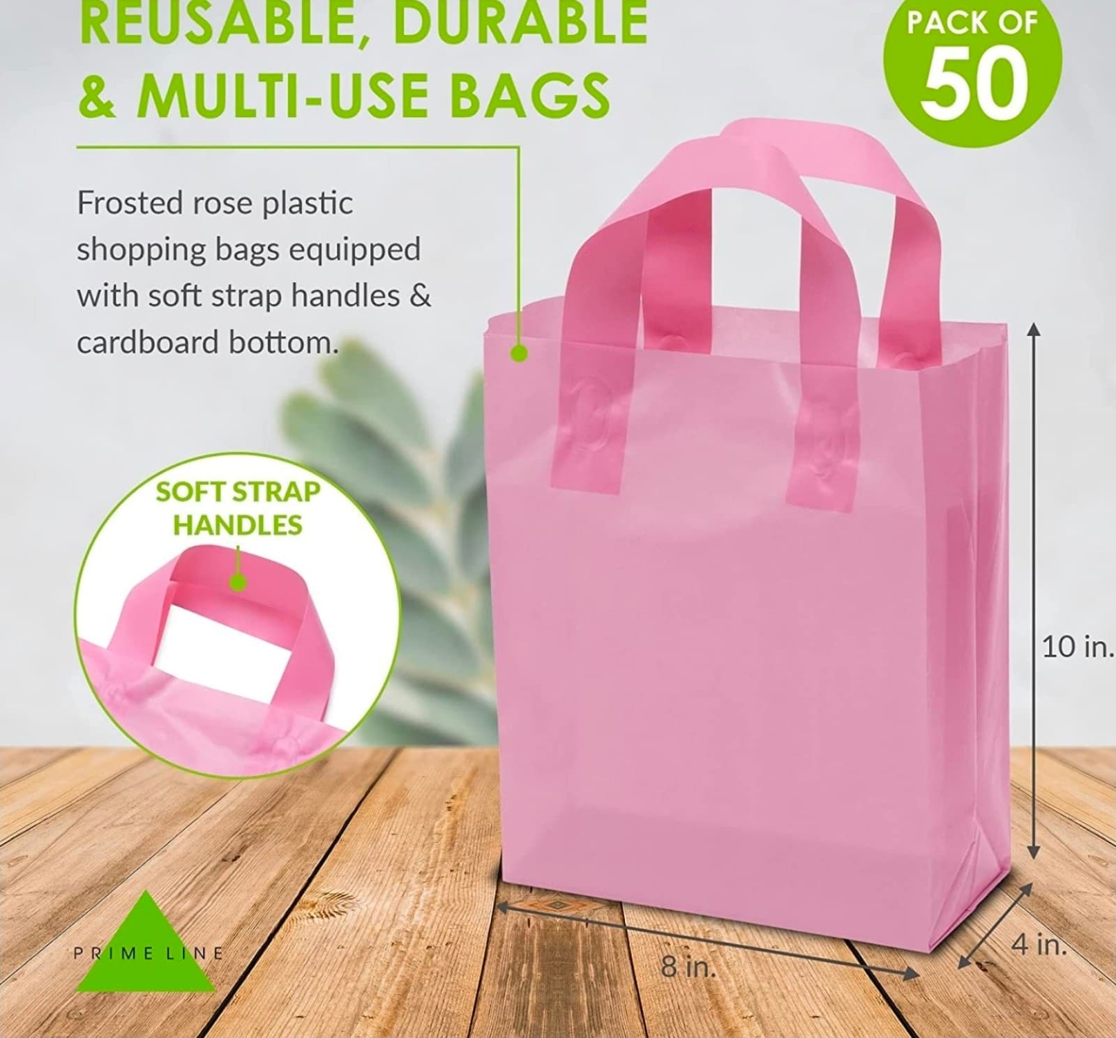 Pink Gift Bag, Plastic Gift Bags, Small Shopping Bags Bulk 8x4x10 75 Pack - Thumbnail 4