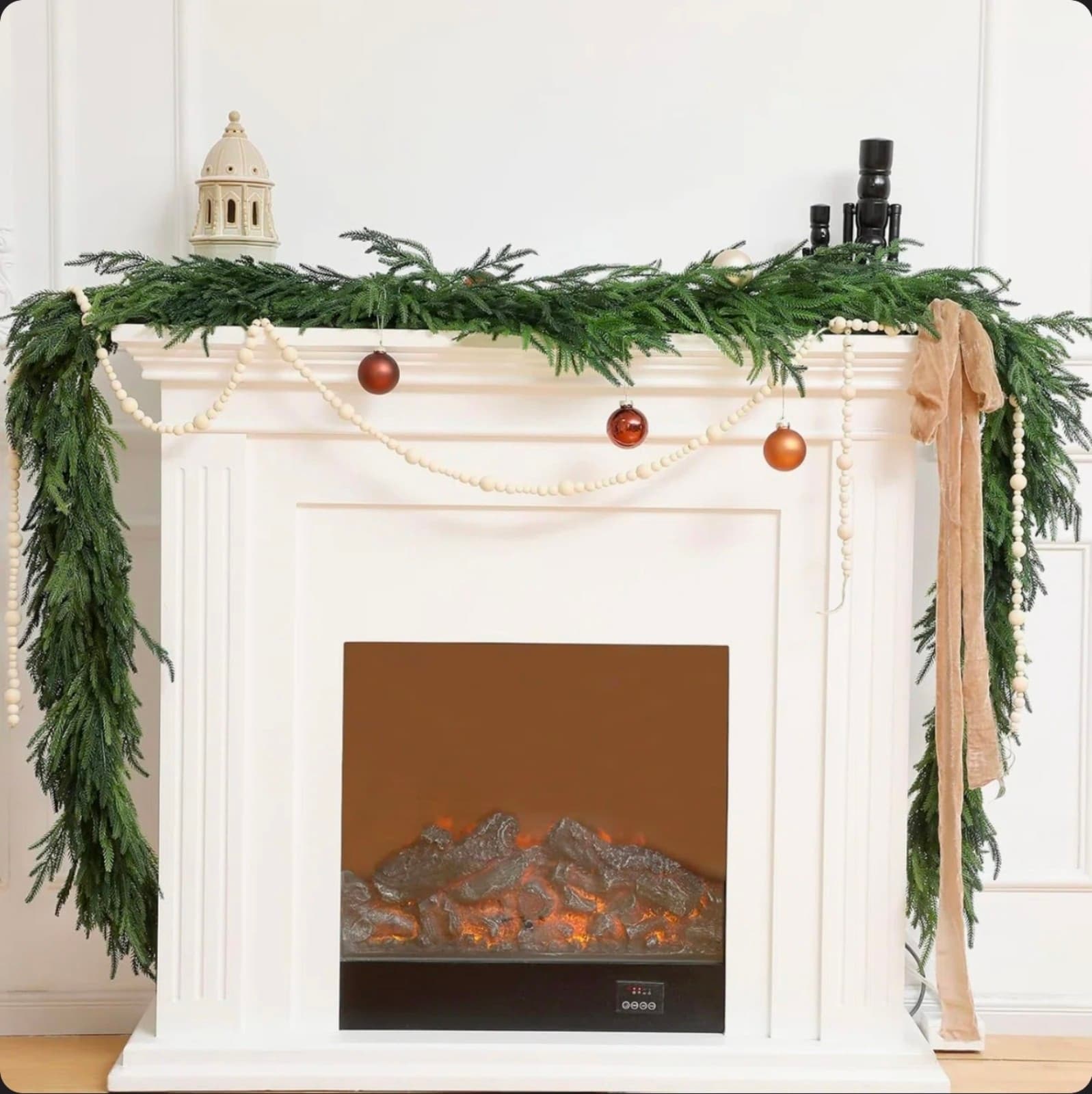 Christmas Deluxe Norfolk Pine Garlands Realistic Norfolk Pine Garland 9ft - Thumbnail 4