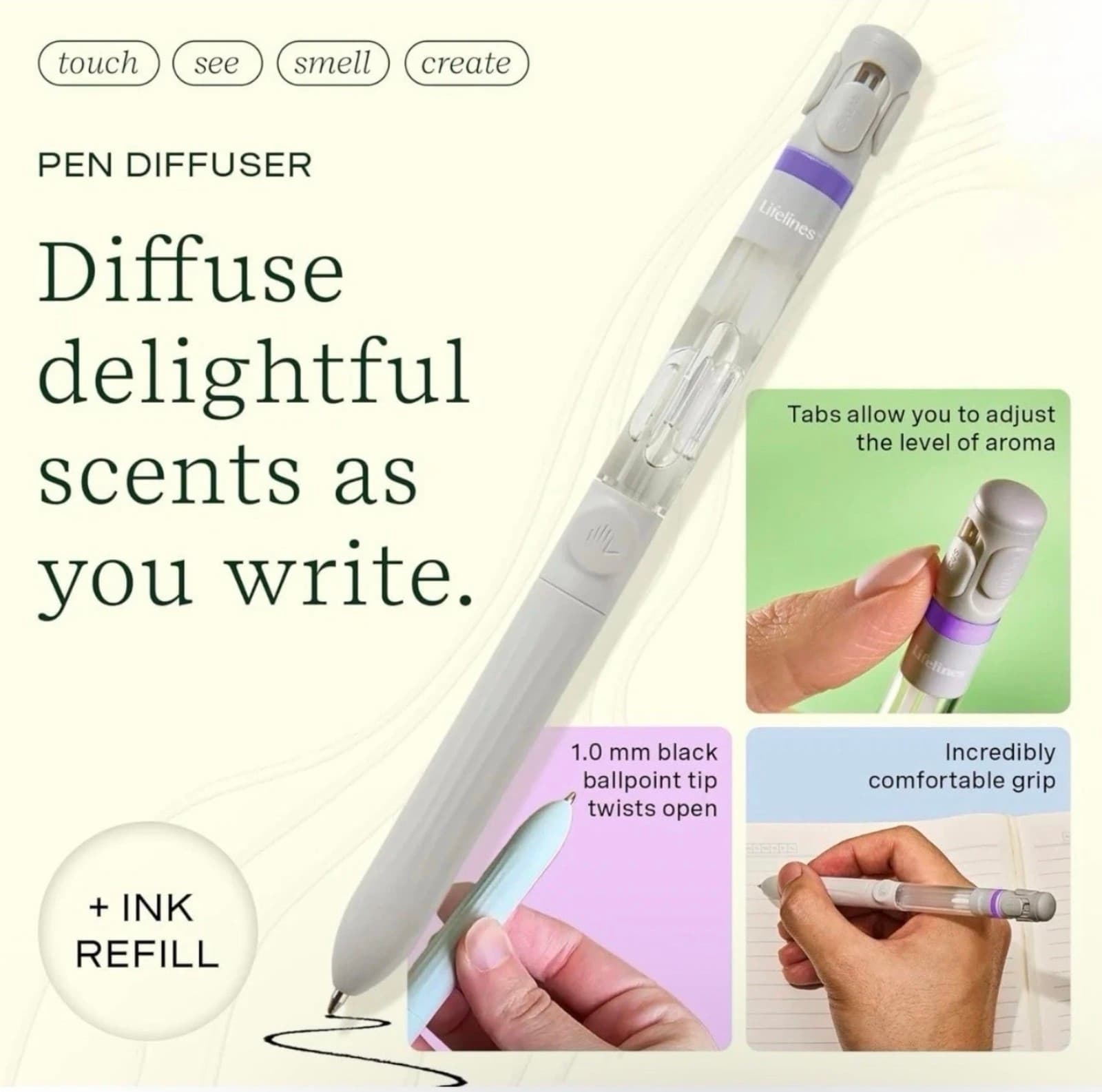 Lifelines Pen Diffuser Set with Essential Oil Blend - In Bloom Scent- 1mm Black - Thumbnail 2