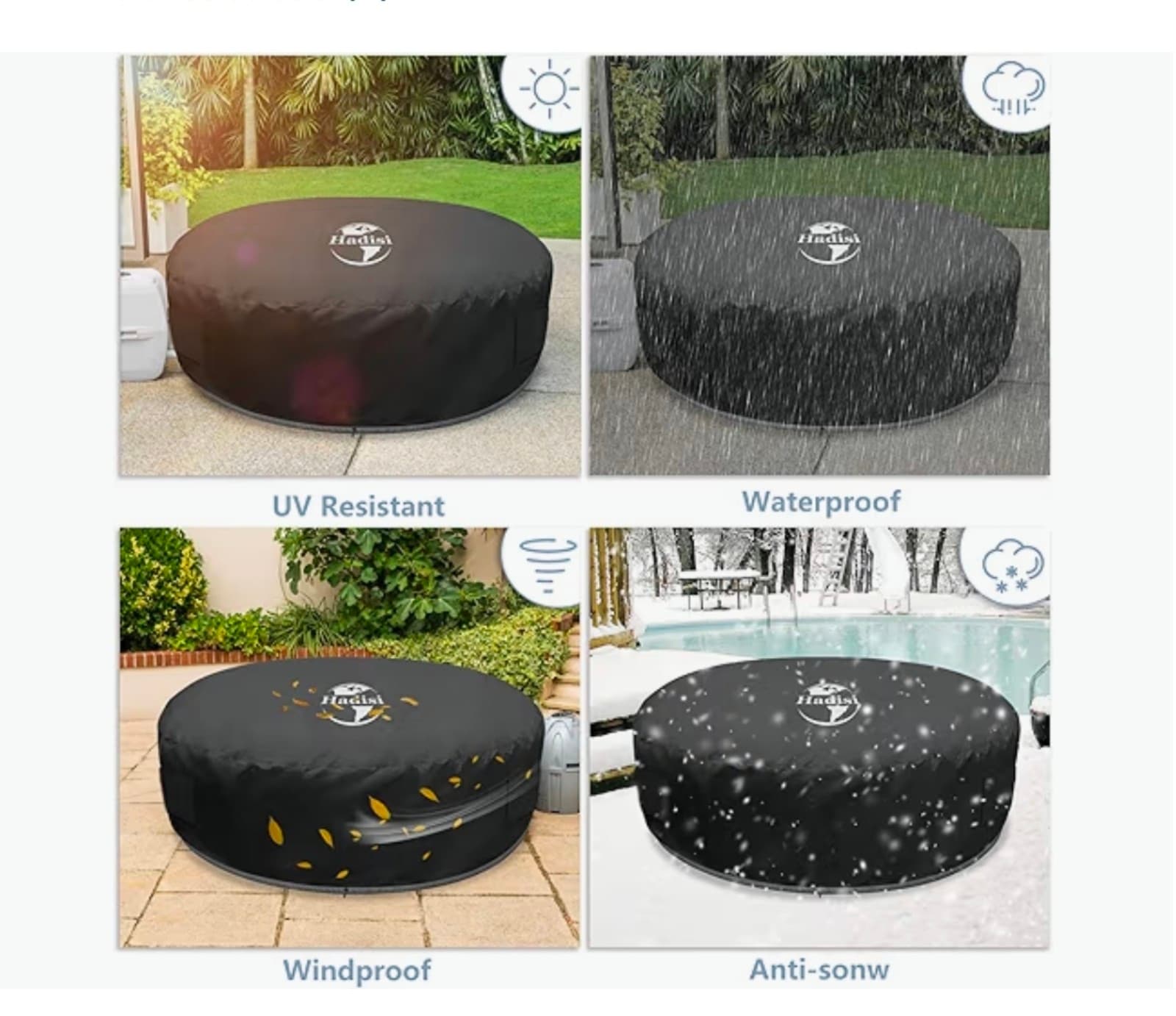 Inflatable Hot Tub Cover 77" Round Inflatable Hot Tub Thermal Cover, Full Covera - Thumbnail 5