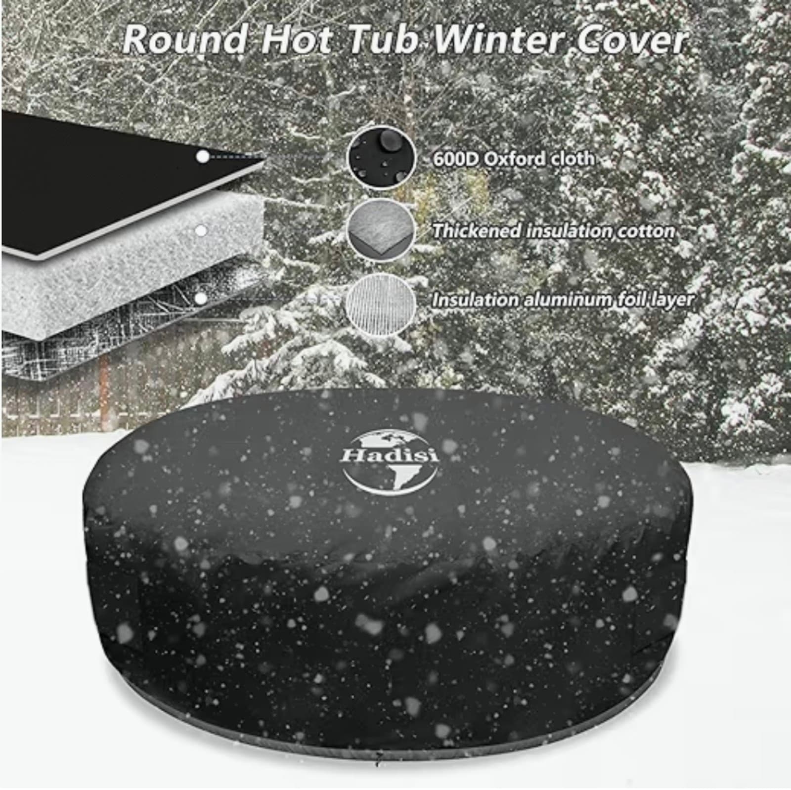 Inflatable Hot Tub Cover 77" Round Inflatable Hot Tub Thermal Cover, Full Covera - Thumbnail 4