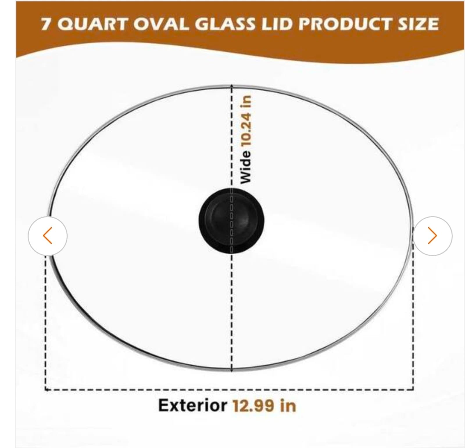 13in Oval Glass Lid Durable Heat Resistant with Easy Hold Feature Slow Cooker - Thumbnail 3