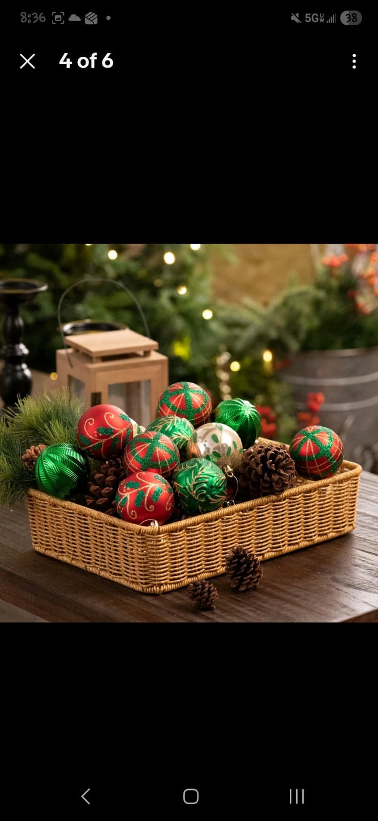 Valery Madelyn Christmas Ornaments Set, 35ct Red Green and Gold Shatterproof - Thumbnail 4