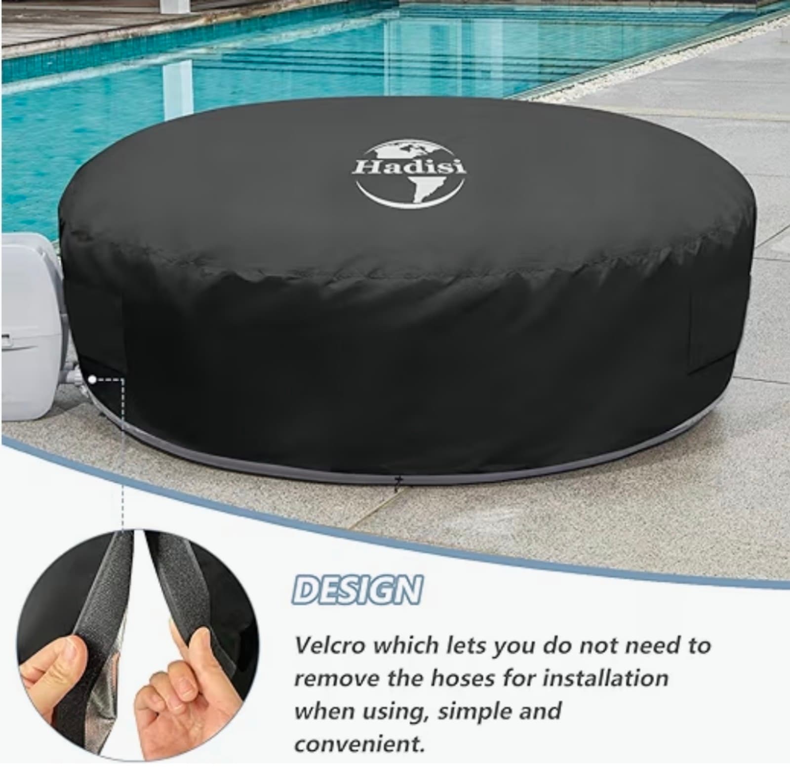 Inflatable Hot Tub Cover 77" Round Inflatable Hot Tub Thermal Cover, Full Covera - Thumbnail 7