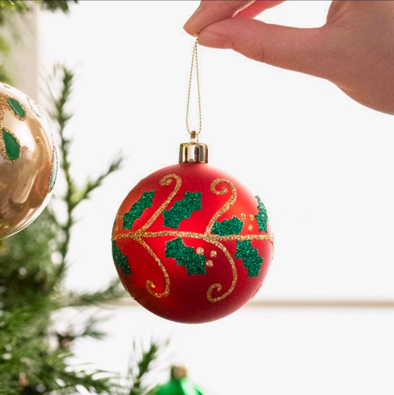 Valery Madelyn Christmas Ornaments Set, 35ct Red Green and Gold Shatterproof - Thumbnail 6