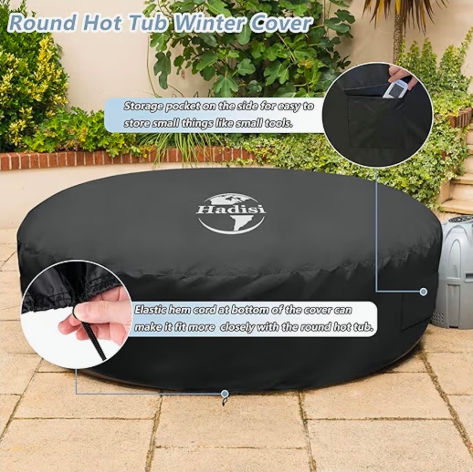 Inflatable Hot Tub Cover 77" Round Inflatable Hot Tub Thermal Cover, Full Covera - Thumbnail 6