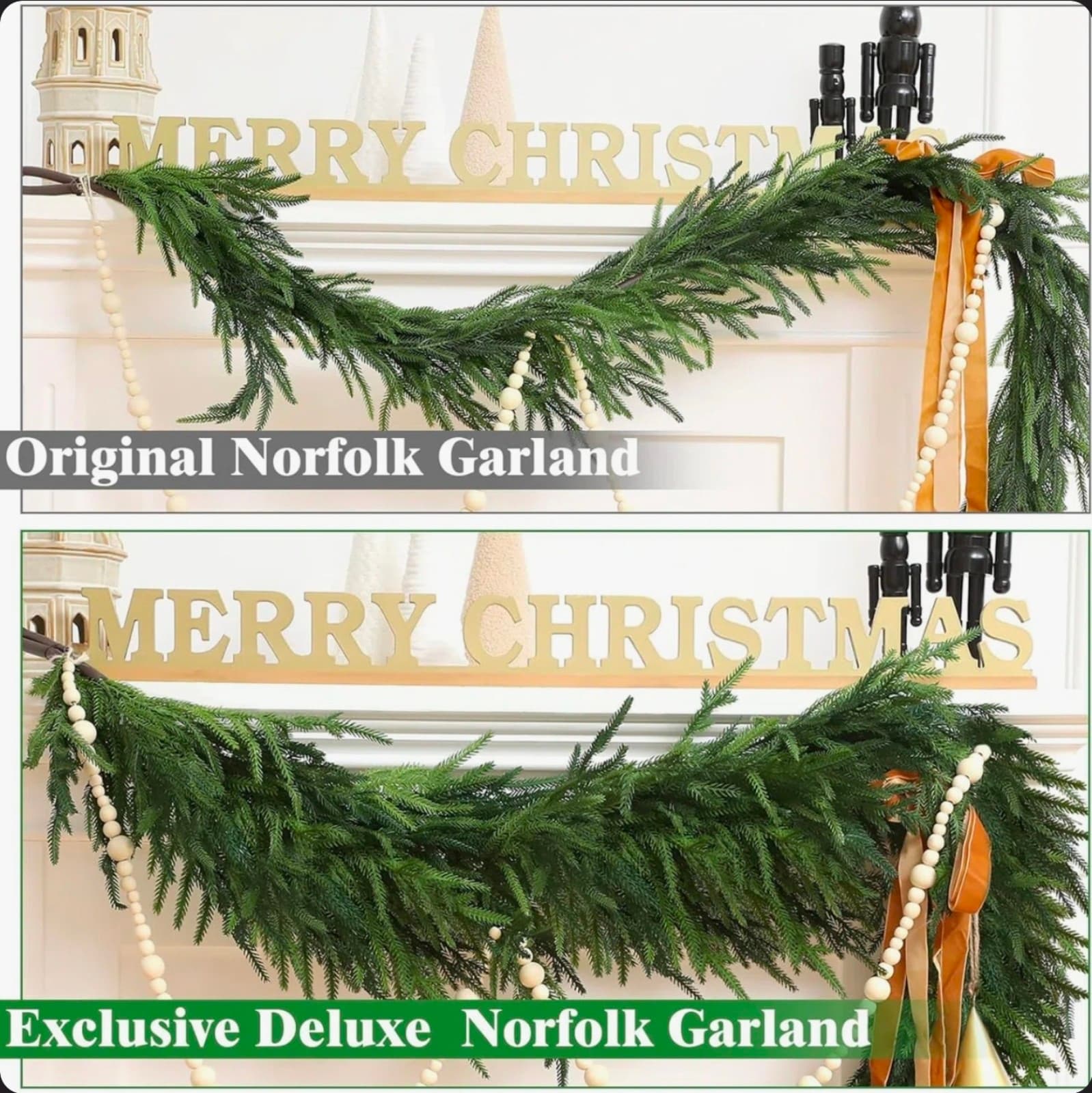 Christmas Deluxe Norfolk Pine Garlands Realistic Norfolk Pine Garland 9ft - Thumbnail 3