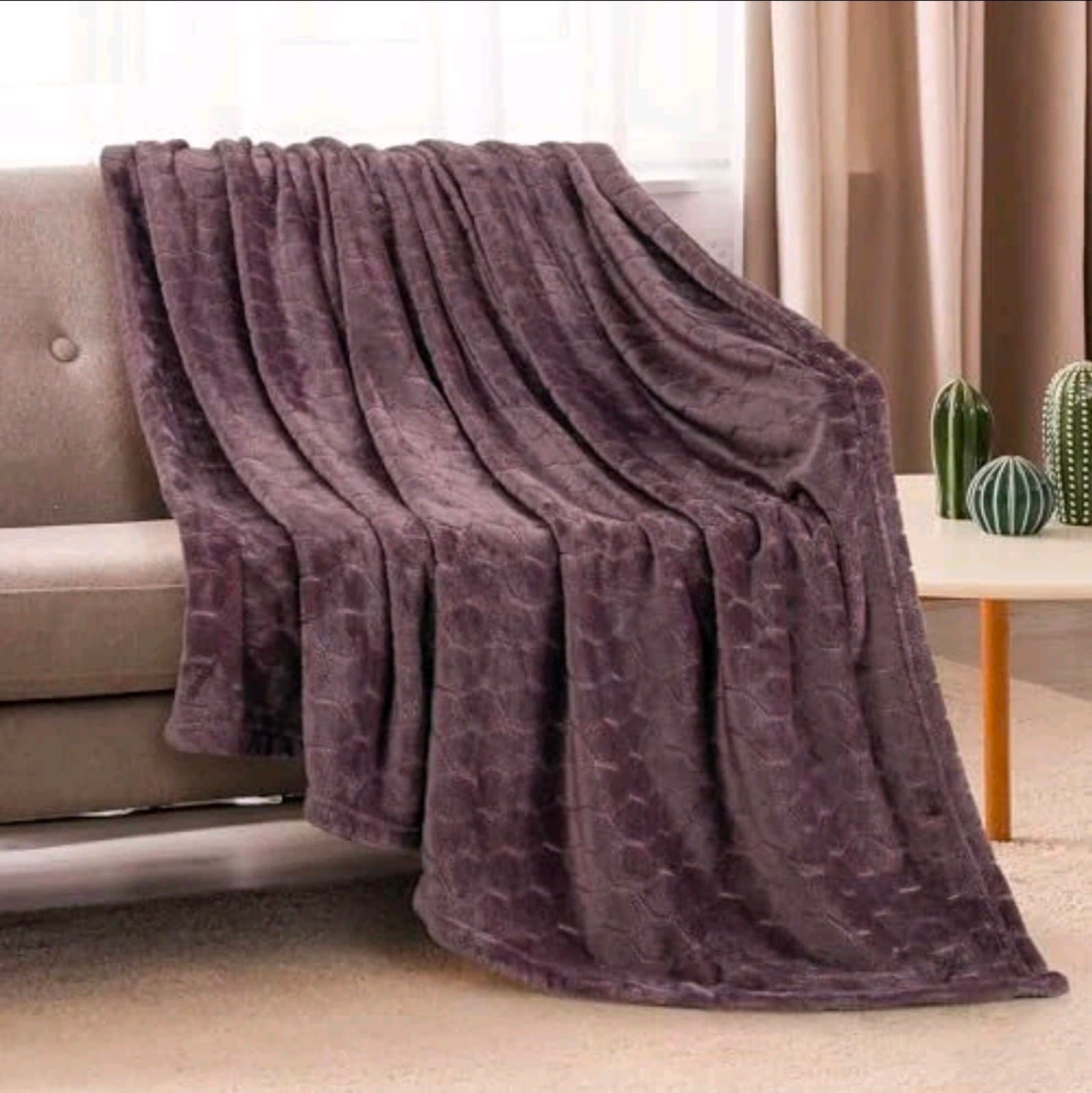 Fleece Bed Blanket Queen Size 90x90 inches, Super Soft Light Grey - Thumbnail 3
