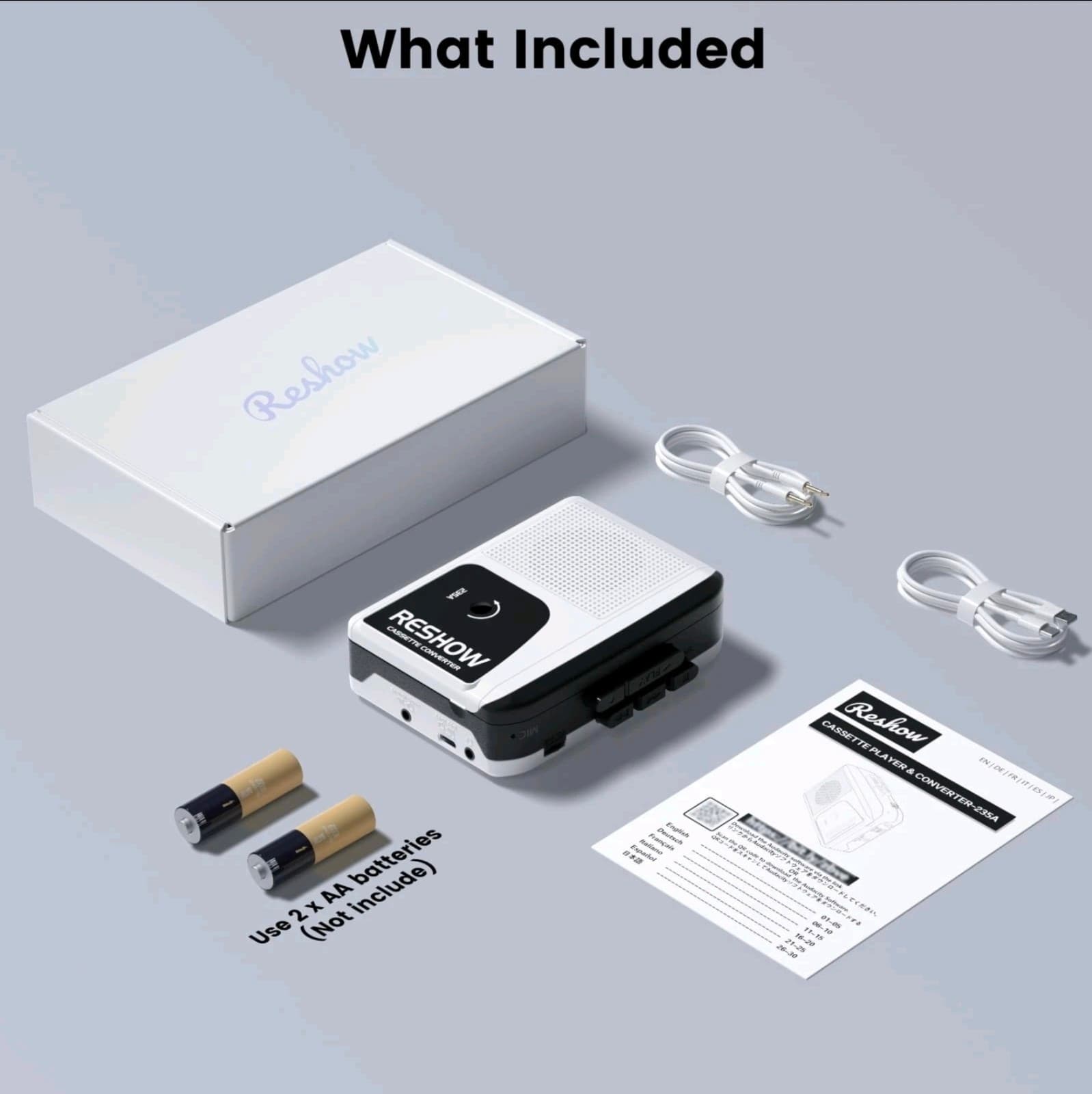 Reshow Portable Cassette Recorder Player with Built-in Speaker and Headphone - Thumbnail 5