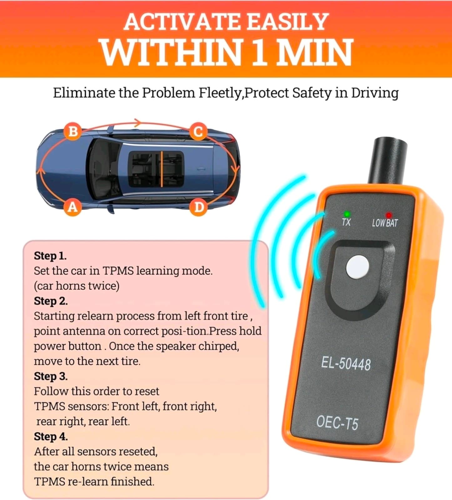 Durable TPMS Relearn Tool for 2006-2023 Vehicles - Essential Tire Maintenance - Thumbnail 5