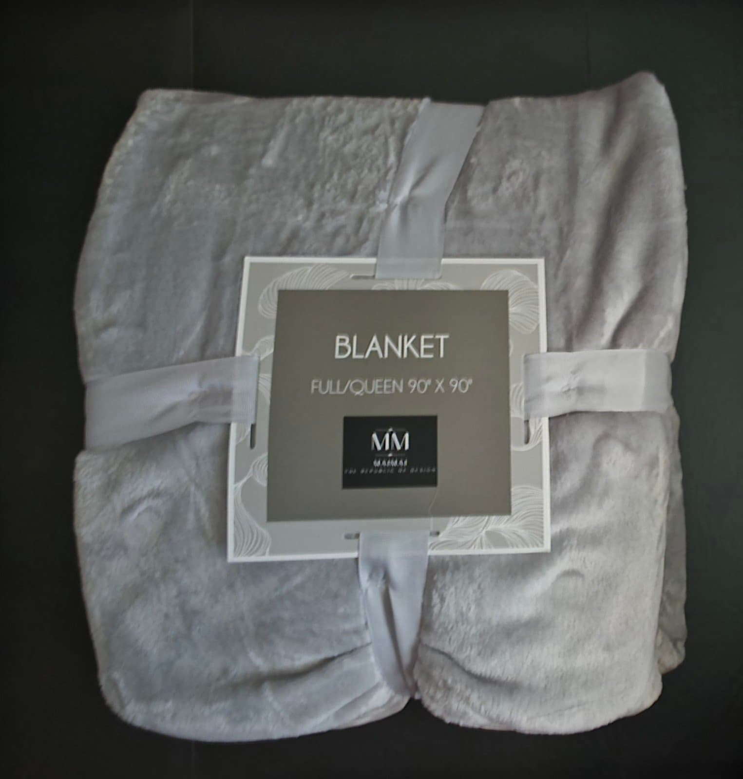 Fleece Bed Blanket Queen Size 90x90 inches, Super Soft Light Grey - Thumbnail 6