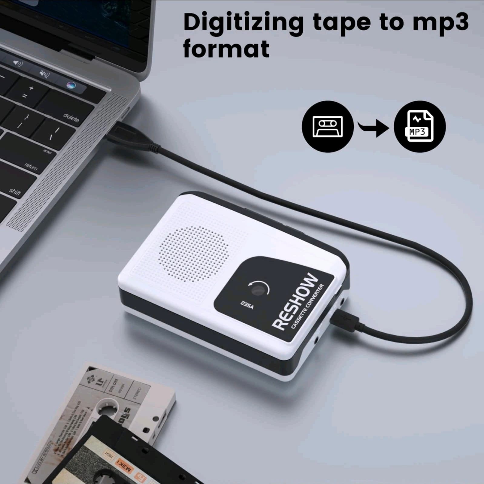Reshow Portable Cassette Recorder Player with Built-in Speaker and Headphone - Thumbnail 4