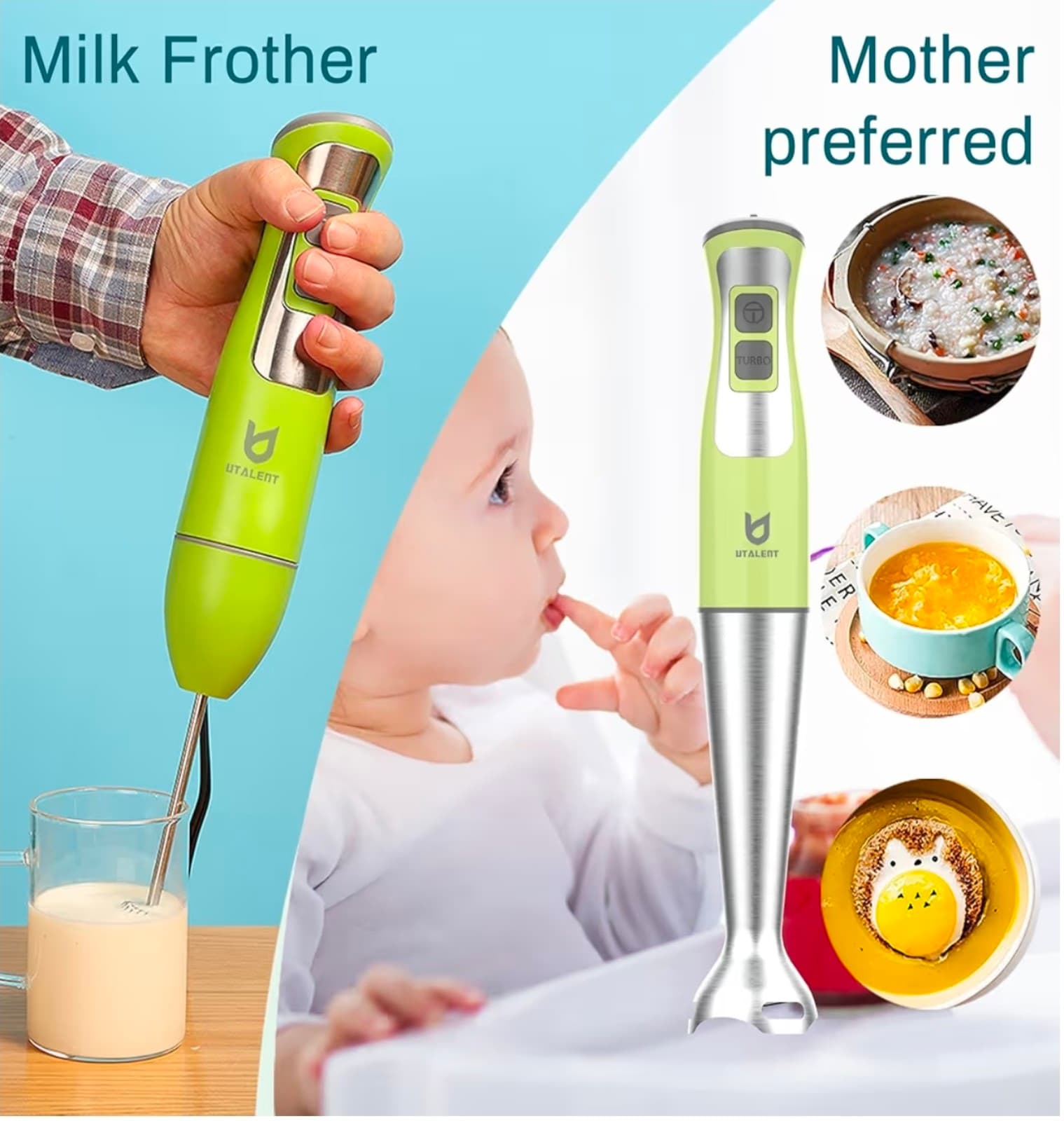 Immersion Hand Blender, 3-in-1 8-Speed Stick Blender with Milk Frother, - Thumbnail 6