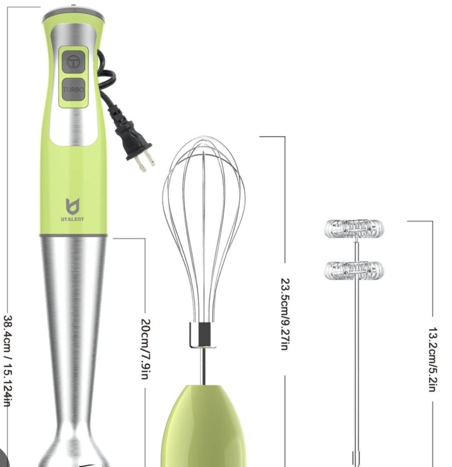 Immersion Hand Blender, 3-in-1 8-Speed Stick Blender with Milk Frother, - Thumbnail 2