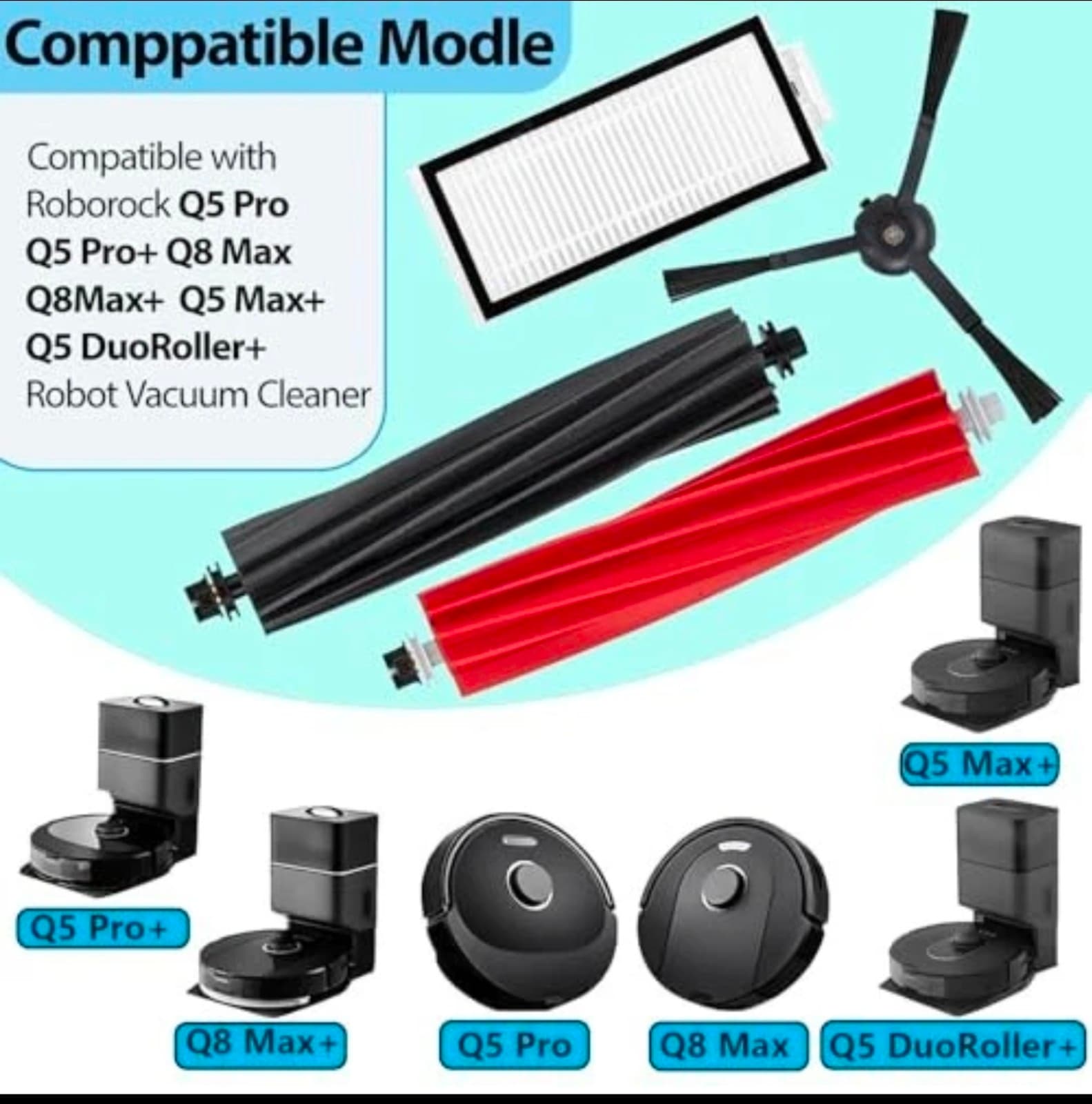 Replacement Accessories Kit Compatible with Roborock Q5 Pro Q5 1+4+4 Pack - Thumbnail 2