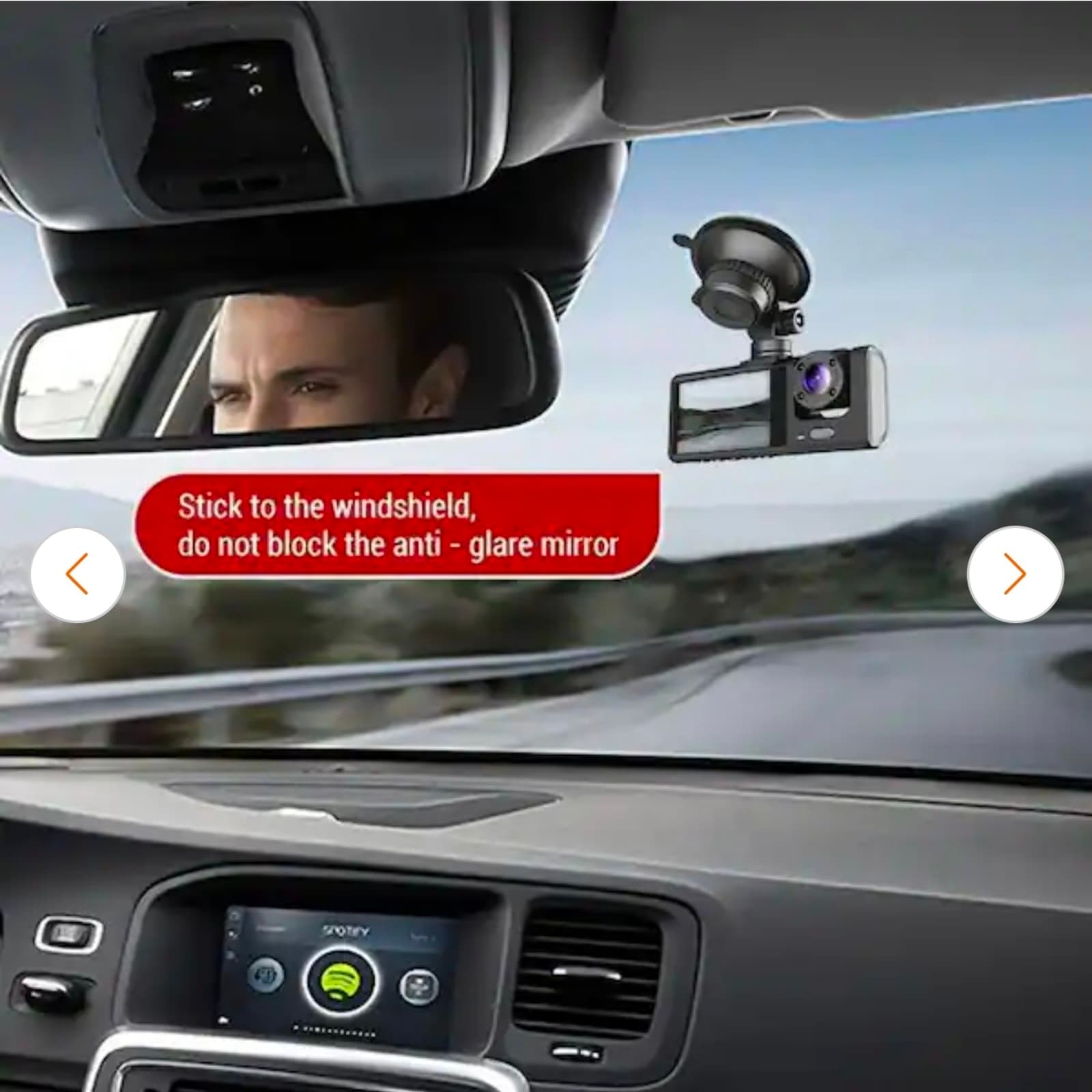 Dash Cam Front & Rear Inside IR Night Vision 2 in. IPS Screen 3 Cameras Car Dash - Thumbnail 8