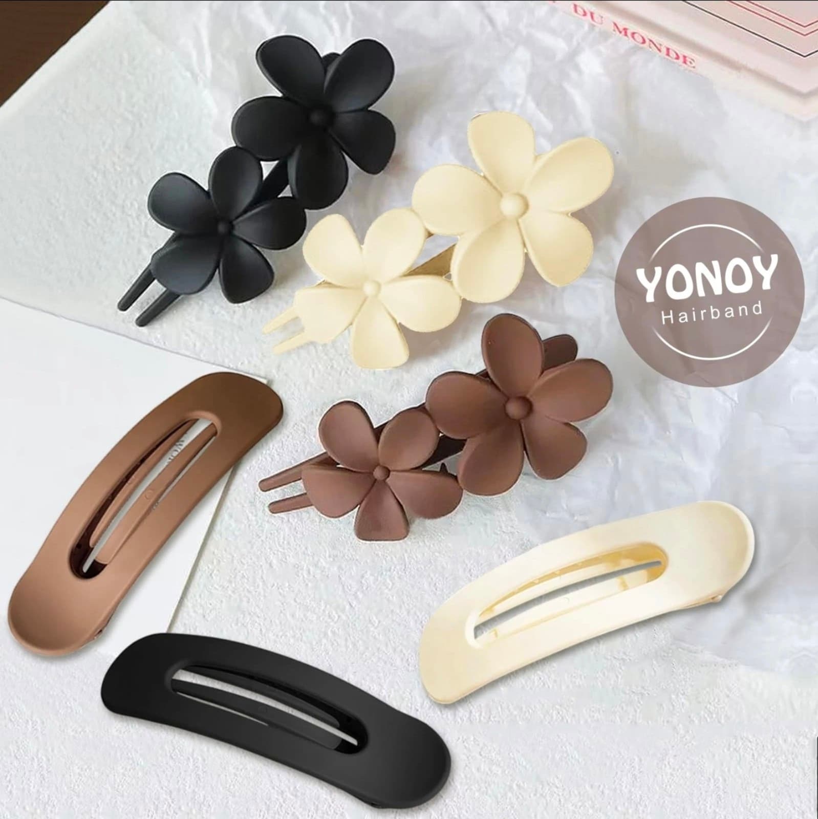 Flat Hair Clips, 2 Styles Claw Clips 1 Count (Pack of 6) - Thumbnail 5