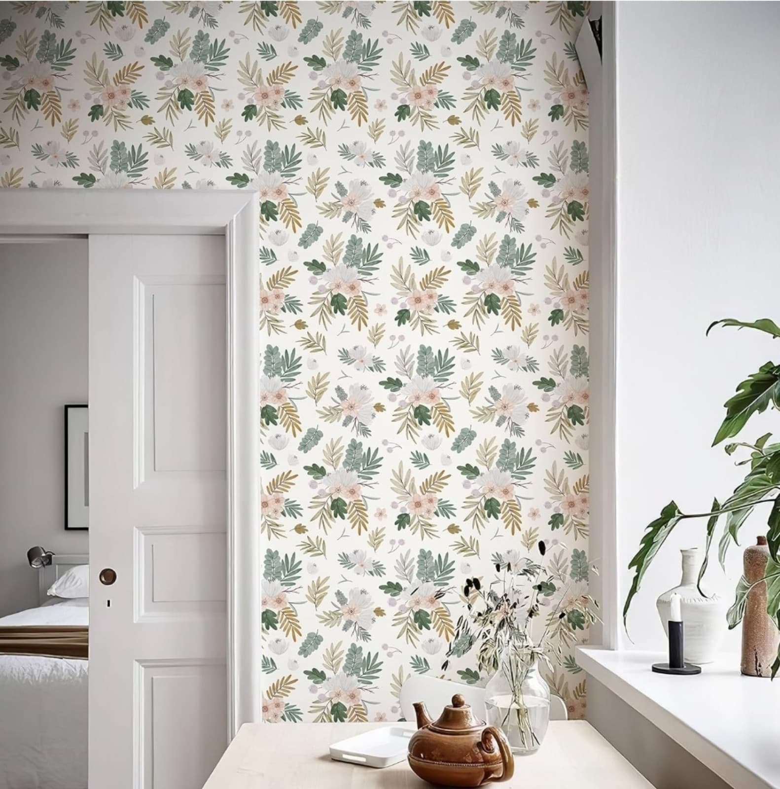 Green Floral Wallpaper by Hue Burst 3 Rolls