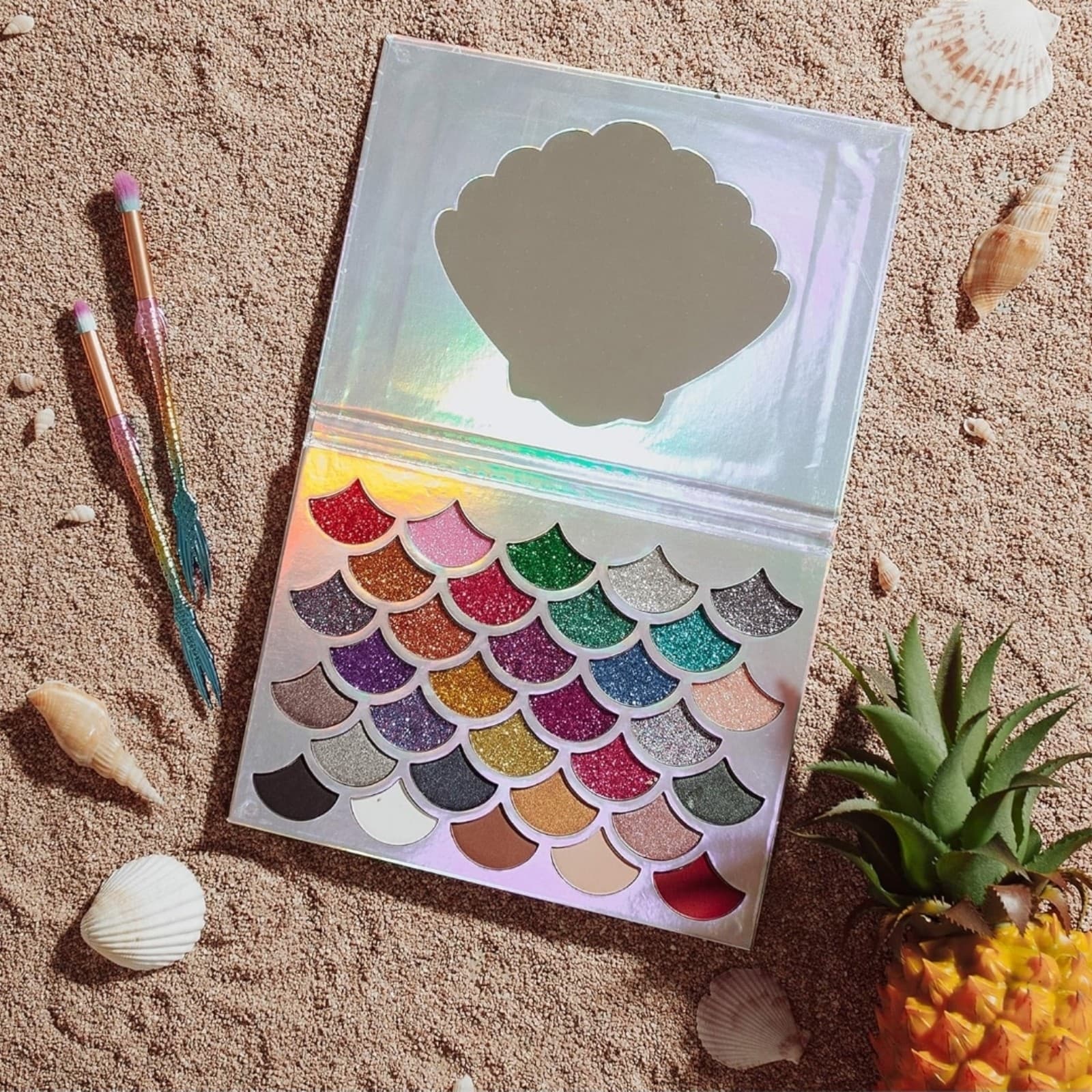 Mermaid Glitter Palette Cleof Cosmetics 32 Shade & Color Original - Thumbnail 7