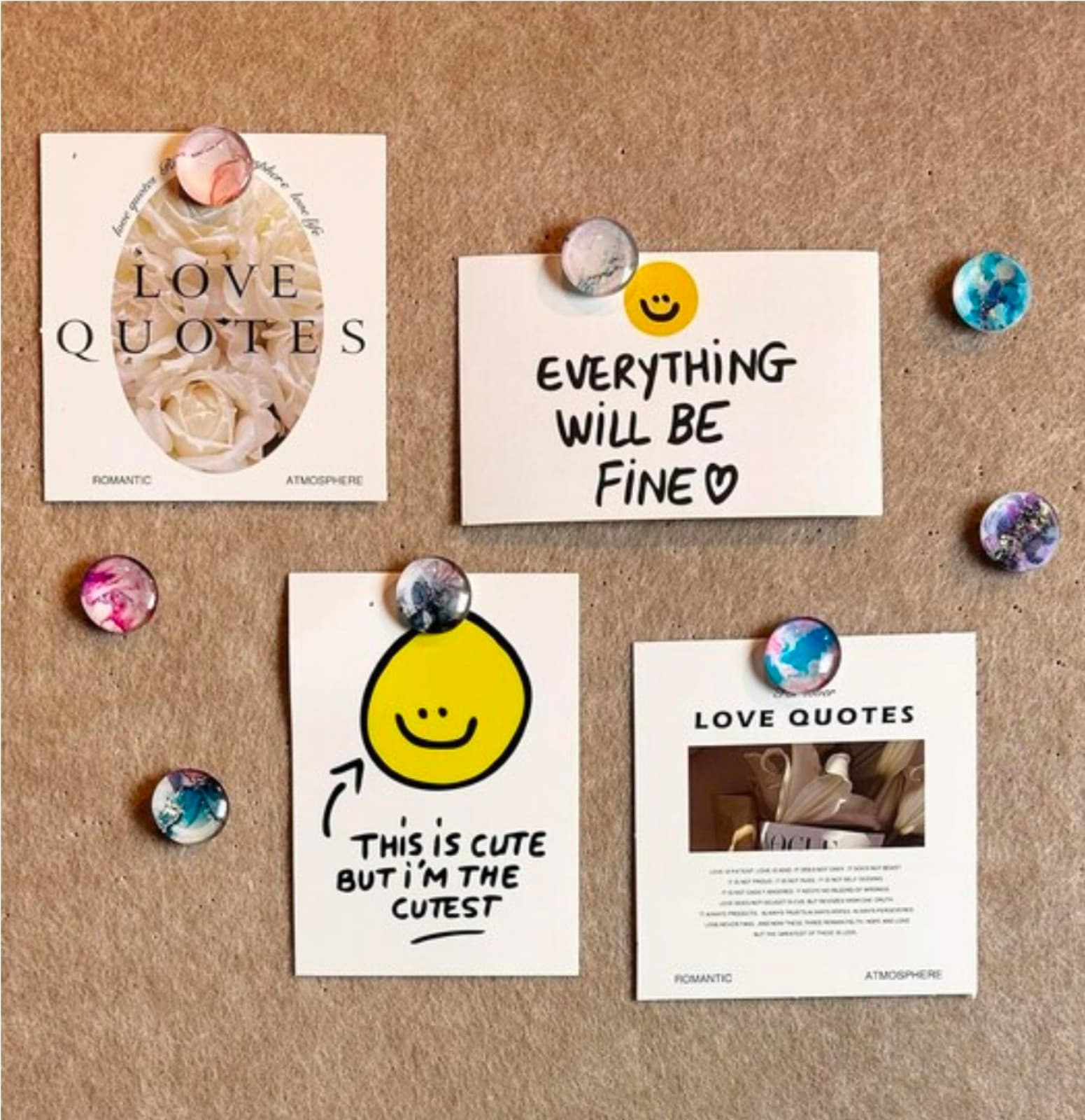 Decorative Push Pins Marble Pattern Thumbtacks for cork and bulletin boards 24ct - Thumbnail 2