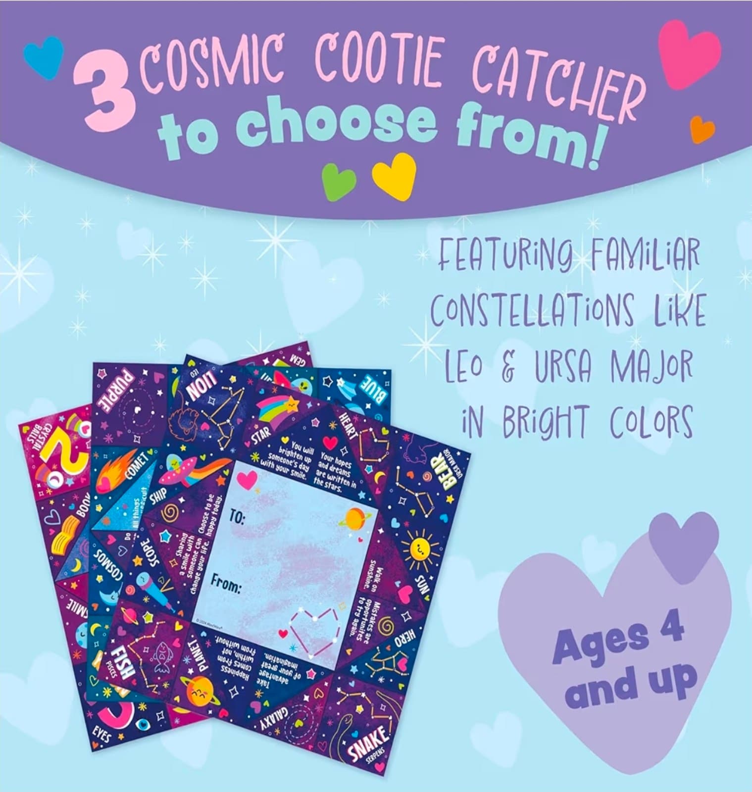 Cosmic Space Cootie Catcher Valentines for Kids, Set of 28 - Thumbnail 3