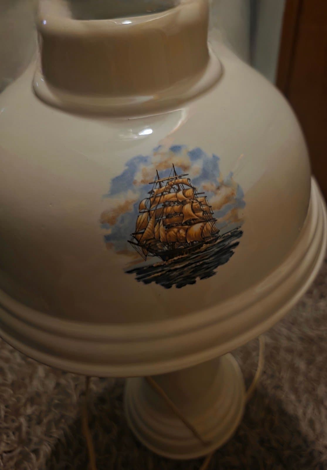Vintage Ship Gone with the Wind Hurricane Style Lamp - Thumbnail 5