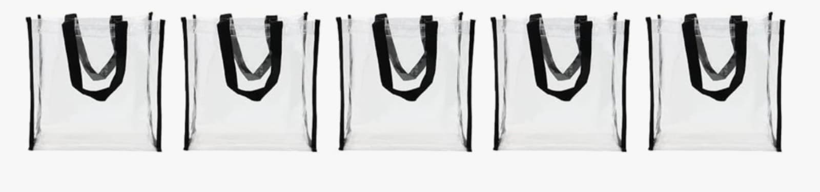 Clear Plastic Tote Bags, Square Bulk Clear Gift Bags with Handles 6pack