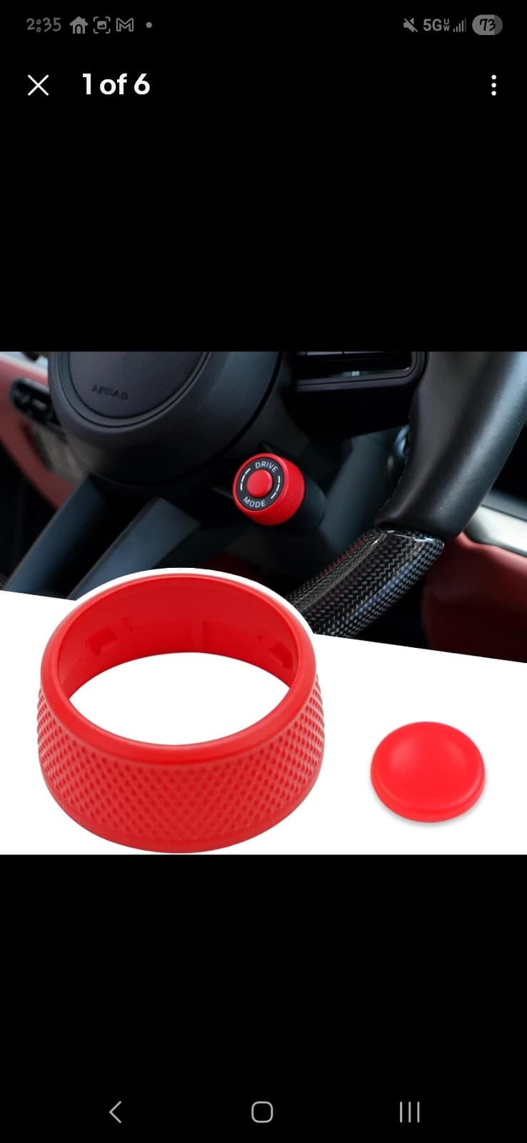 Compatible Steering Wheel Drive Mode Knob, Driving Mode Dial Cover -Sporty Red