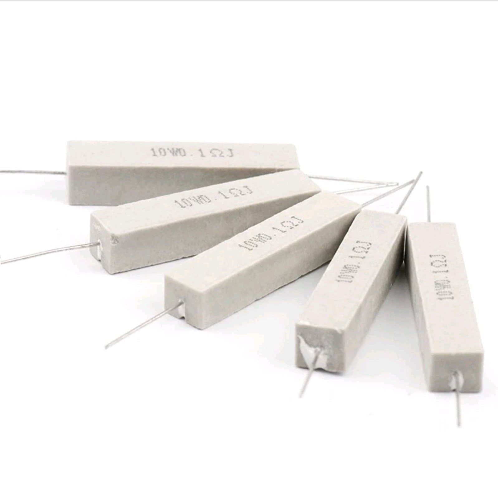 10 watt Wirewound Cement Resistor 10W horizontal Resistors 0.1-100K ohm 20pc - Thumbnail 4