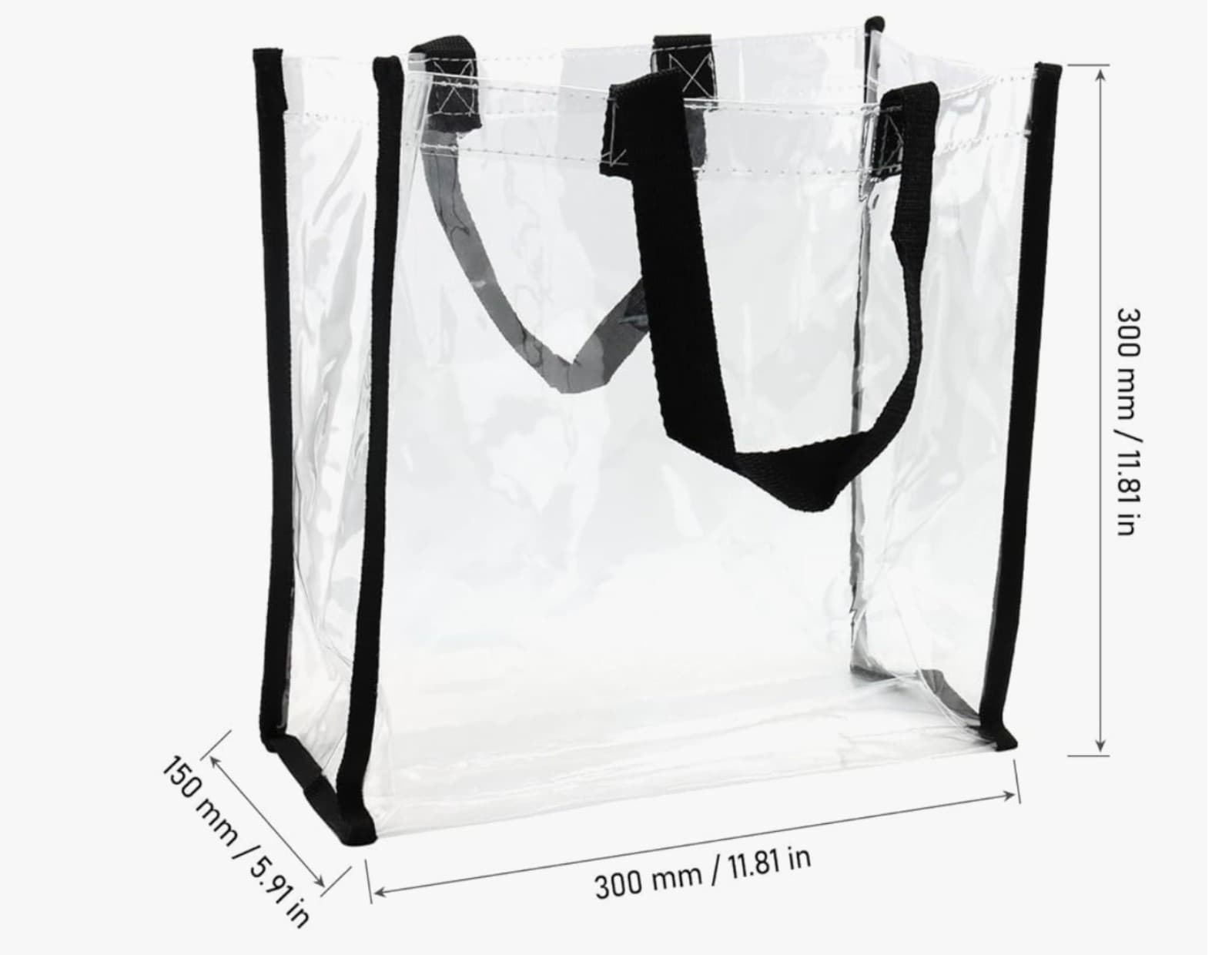 Clear Plastic Tote Bags, Square Bulk Clear Gift Bags with Handles 6pack - Thumbnail 3