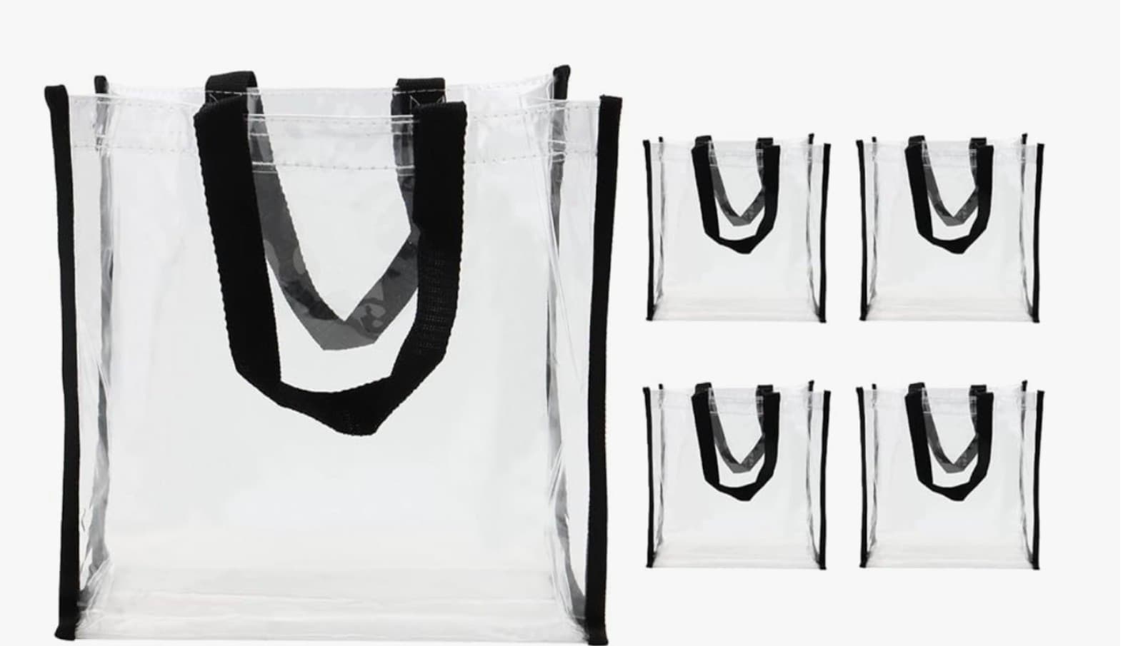 Clear Plastic Tote Bags, Square Bulk Clear Gift Bags with Handles 6pack - Thumbnail 2