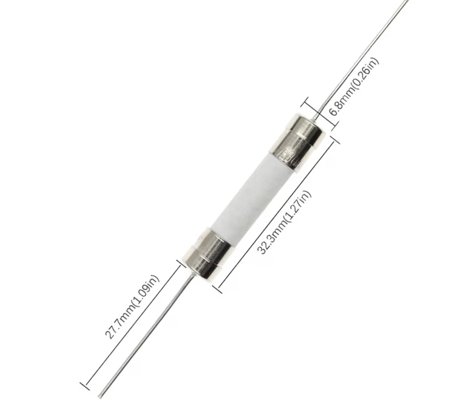 Ceramic Fuse Quick-Blow Fuse with pin 6X30MM 250V 8A 10A 15A 20A 20pc - Thumbnail 3