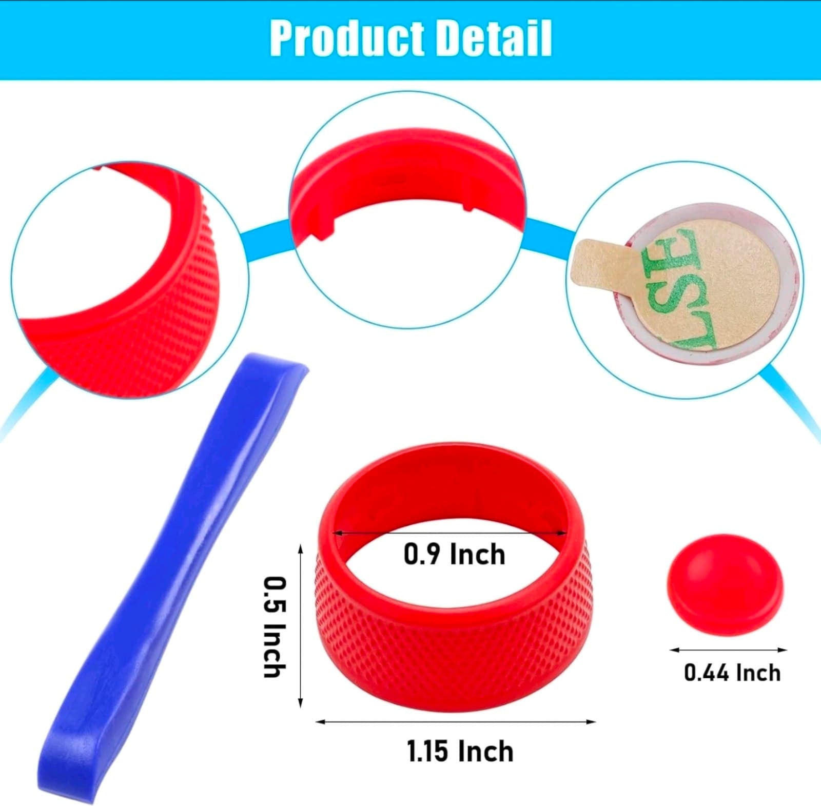 Compatible Steering Wheel Drive Mode Knob, Driving Mode Dial Cover -Sporty Red - Thumbnail 6
