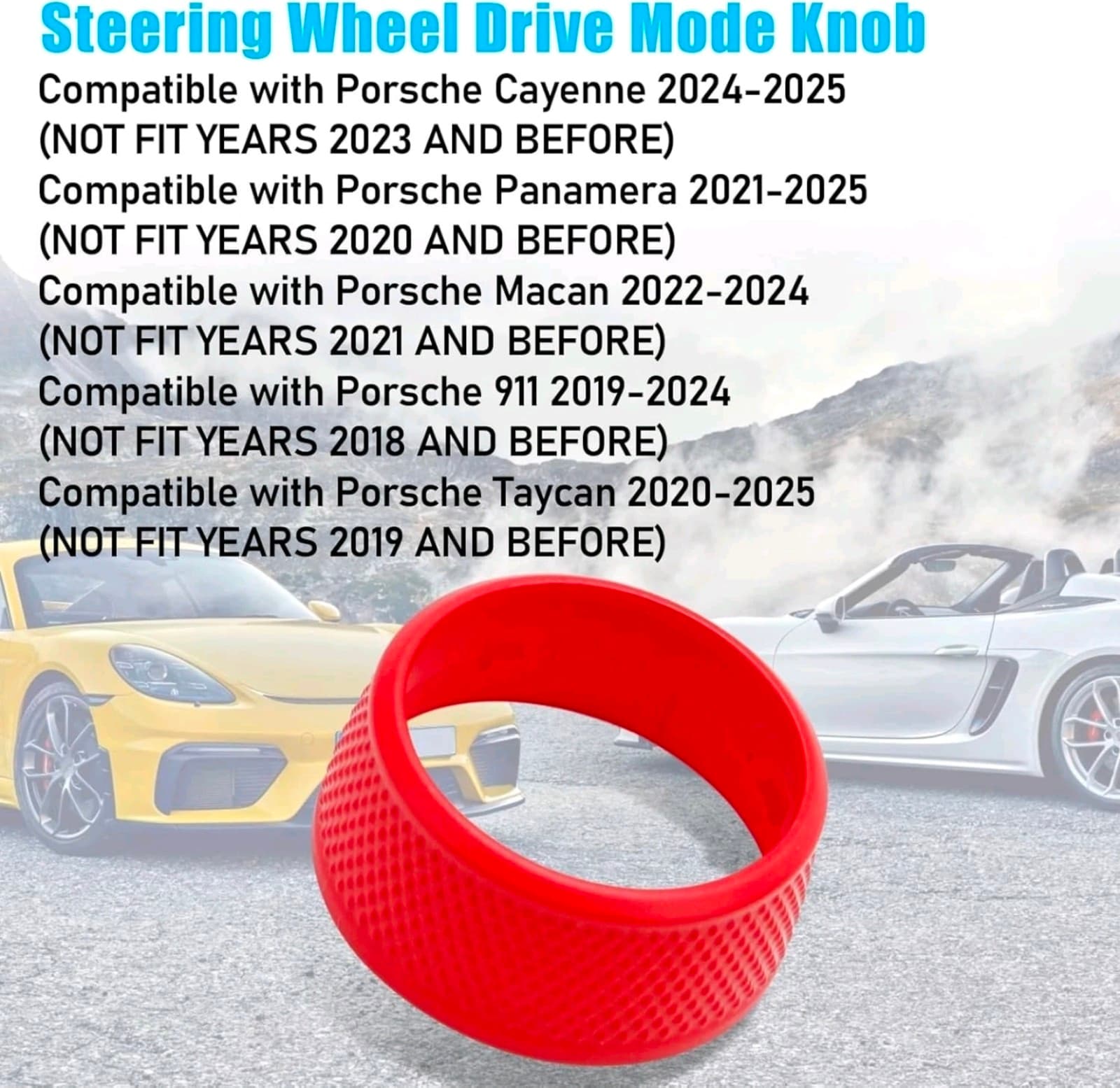 Compatible Steering Wheel Drive Mode Knob, Driving Mode Dial Cover -Sporty Red - Thumbnail 4