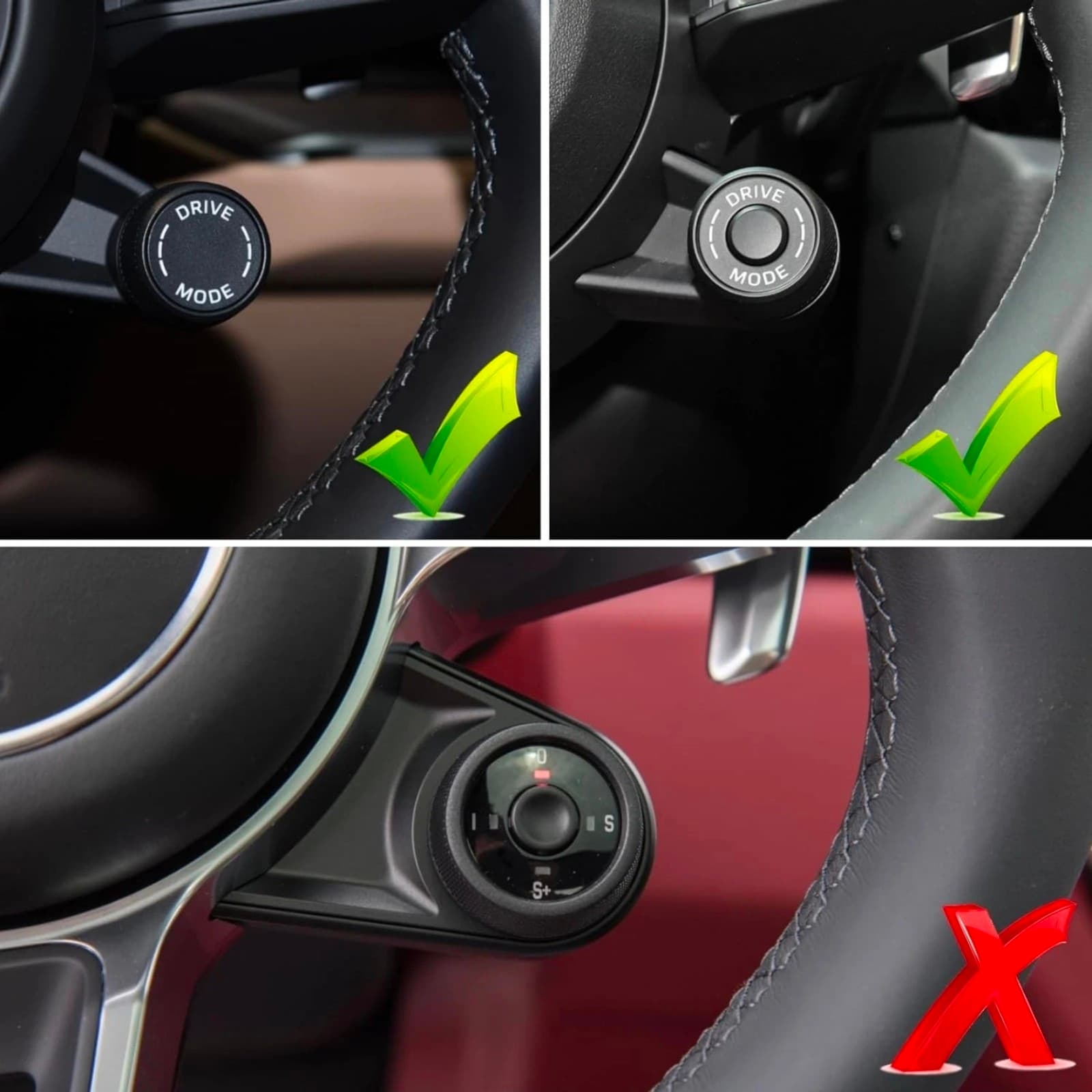 Compatible Steering Wheel Drive Mode Knob, Driving Mode Dial Cover -Sporty Red - Thumbnail 2