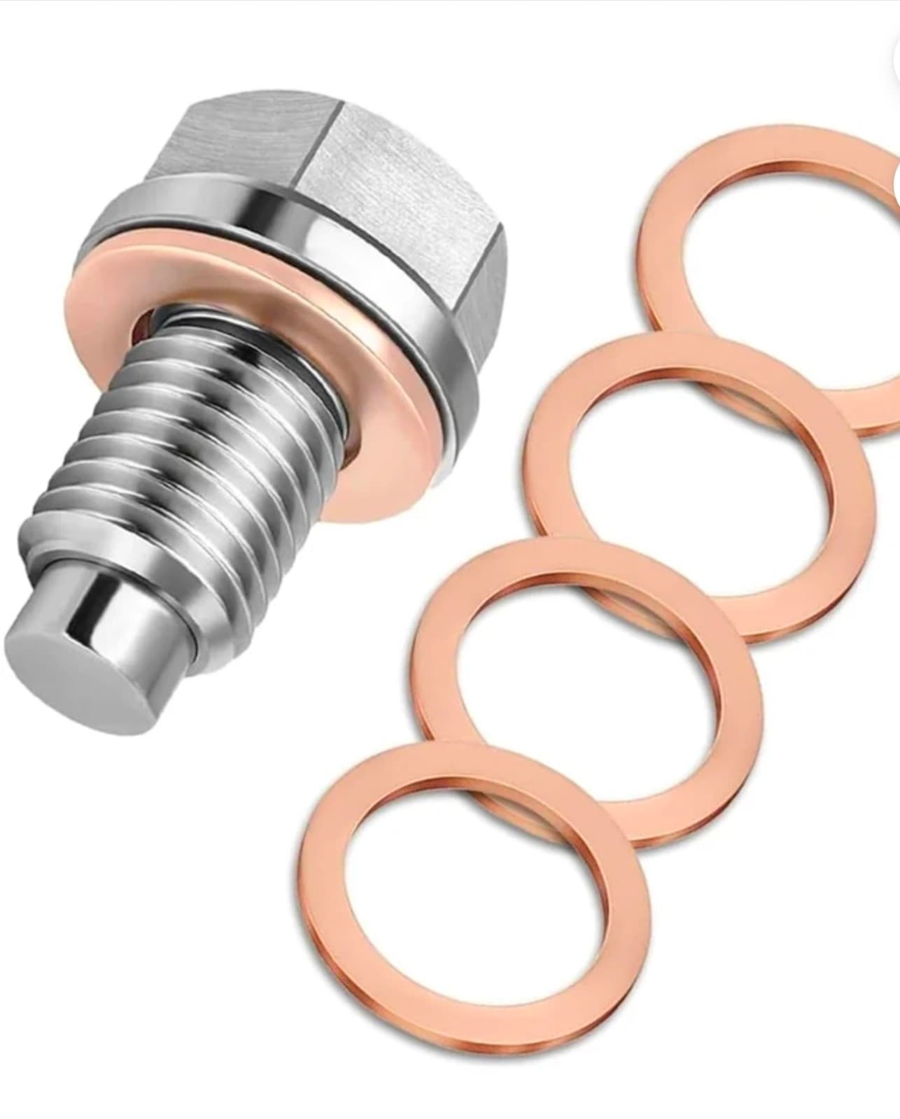 Magnetic Stainless Steel Oil Pan Drain Nut Bolt with Copper Crush Washer Anti Le