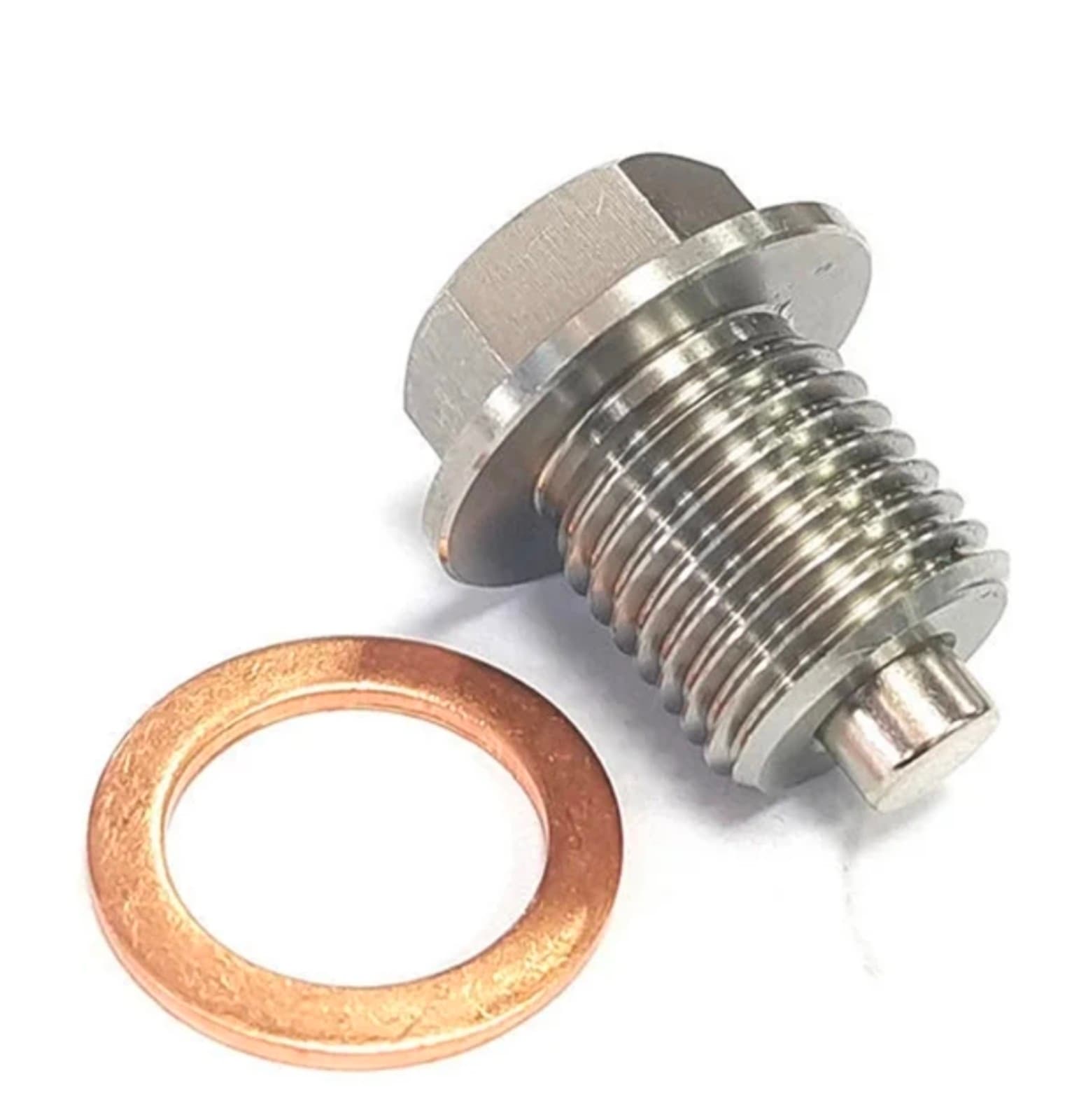 Magnetic Stainless Steel Oil Pan Drain Nut Bolt with Copper Crush Washer Anti Le - Thumbnail 3