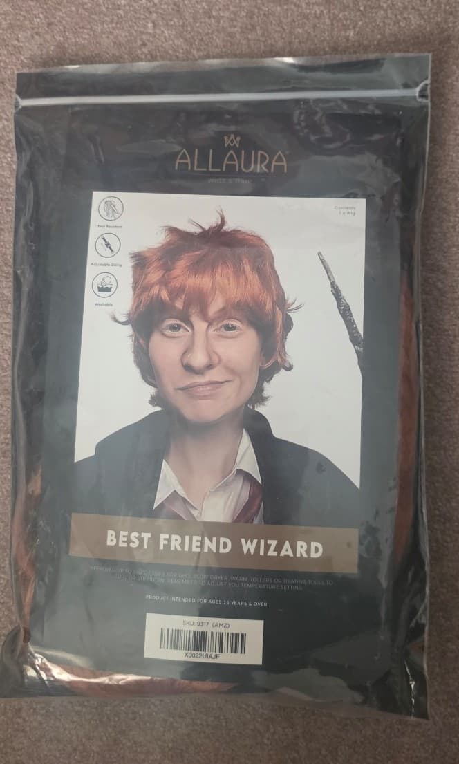 Ron Weasley Costume - Short Orange Wig for Adults & Kids - Ideal for Wizard