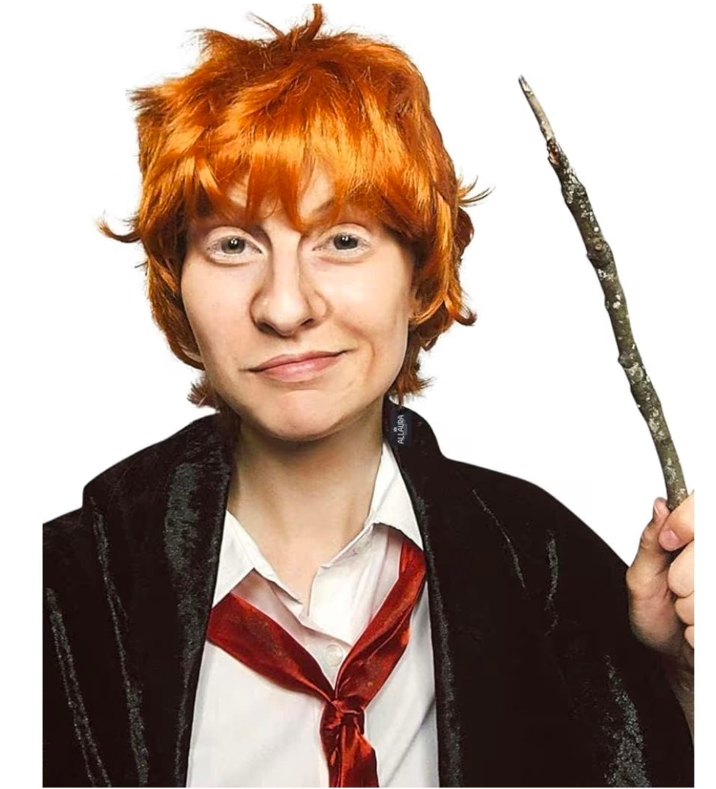 Ron Weasley Costume - Short Orange Wig for Adults & Kids - Ideal for Wizard - Thumbnail 2