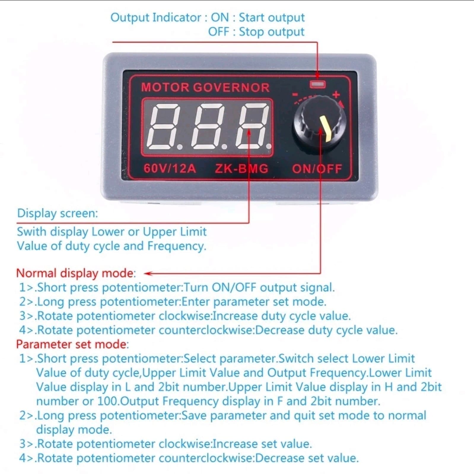 Motor Speed Controller PWM DC 60V Speed Regulator PWM Signal Generator Driver - Thumbnail 3