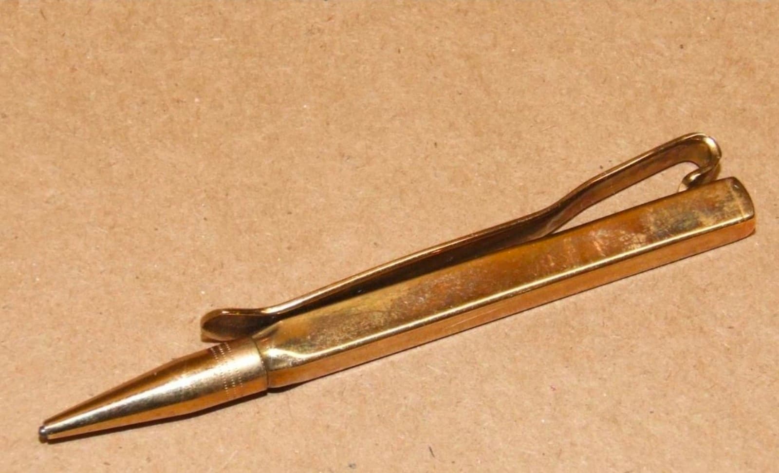 Vintage Gold Tone Mechanical Pencil Tie Clip 3.25" Long - Thumbnail 2