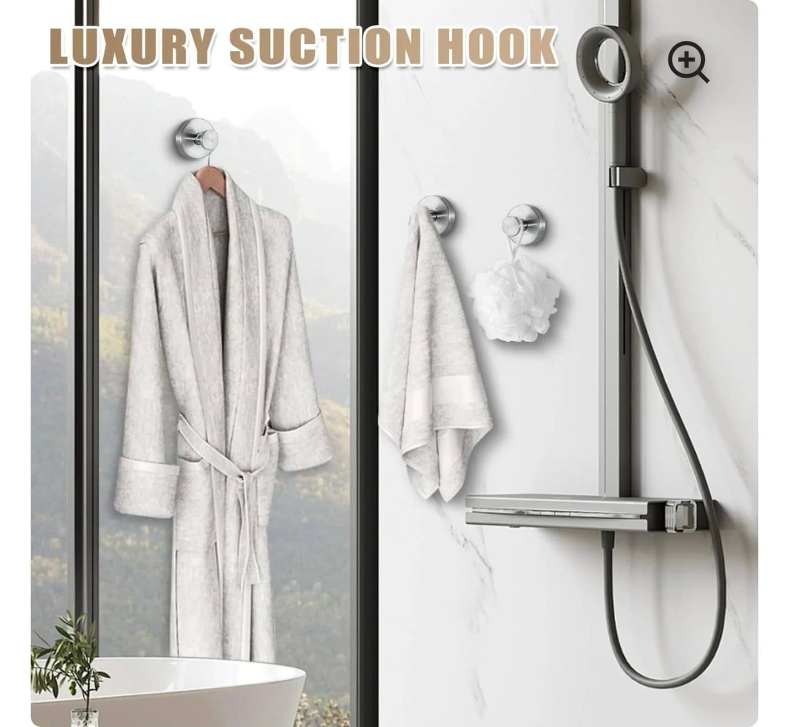 Suction Cup Hooks for Shower and Bathroom No Drill Installation Easy Renters Fri - Thumbnail 3
