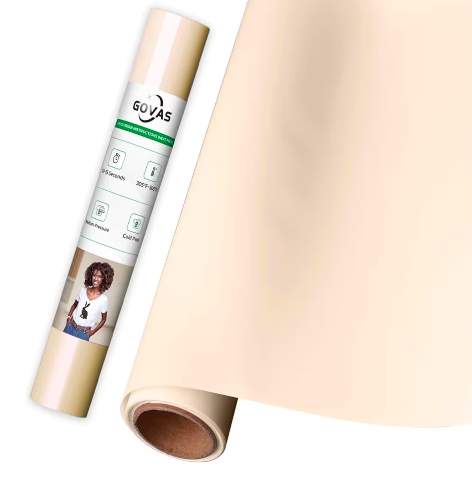 Light Pink Heat Transfer Vinyl - 12” x 6ft Pale Peach Iron on Vinyl Roll for Shi