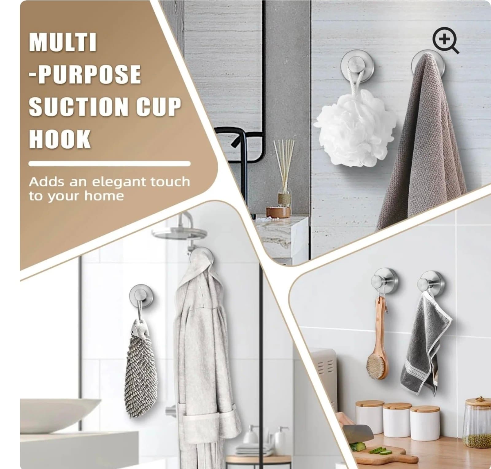 Suction Cup Hooks for Shower and Bathroom No Drill Installation Easy Renters Fri - Thumbnail 5