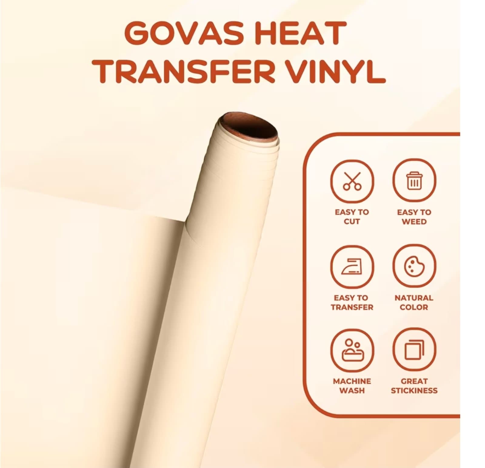 Light Pink Heat Transfer Vinyl - 12” x 6ft Pale Peach Iron on Vinyl Roll for Shi - Thumbnail 2